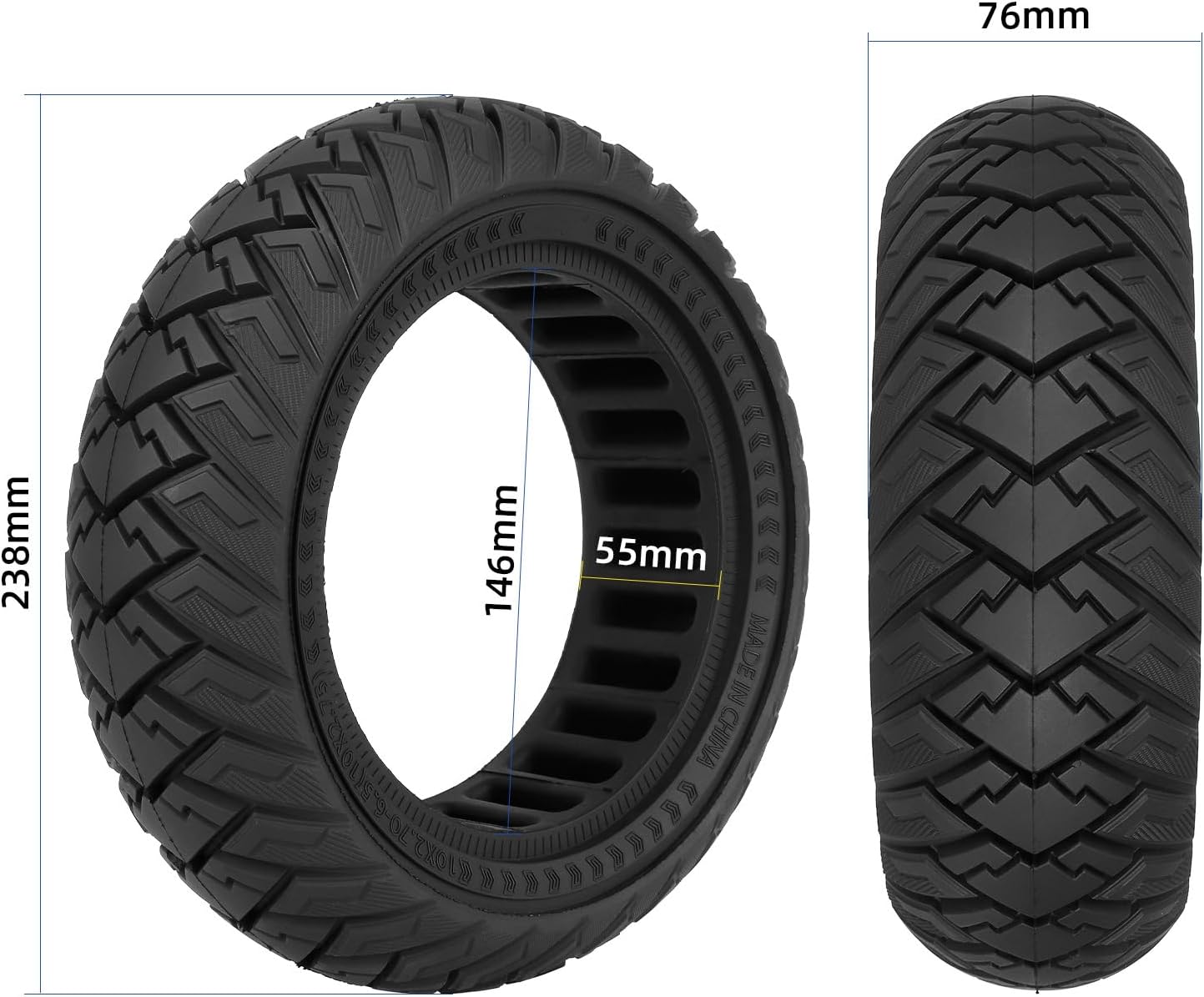 MIMIRACLE 10x2.7-6.5 Scooter Solid Tires 2 Pack- Electric Scooter 10 Inch Wheels Replacement for Hover-1 Alpha, Evercross H5, Emove Cruiser, Hiboy max3, Kugoo M4 Pro, Zero 10x, Dualtron