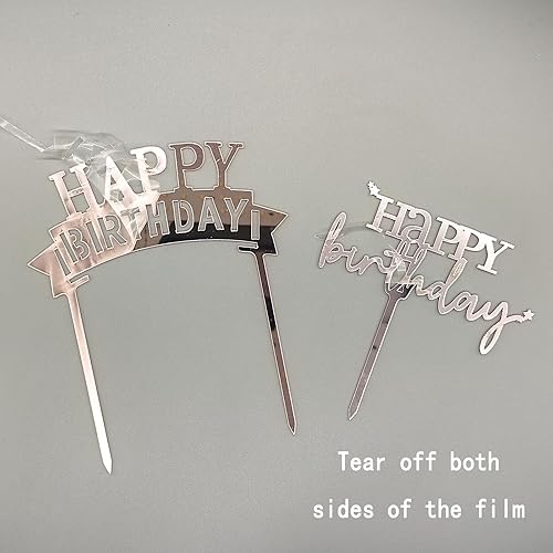 Miniatura 2 de Decoración de pastel de oro rosa, 6 adornos acrílicos para tartas para decoraciones de cumpleaños