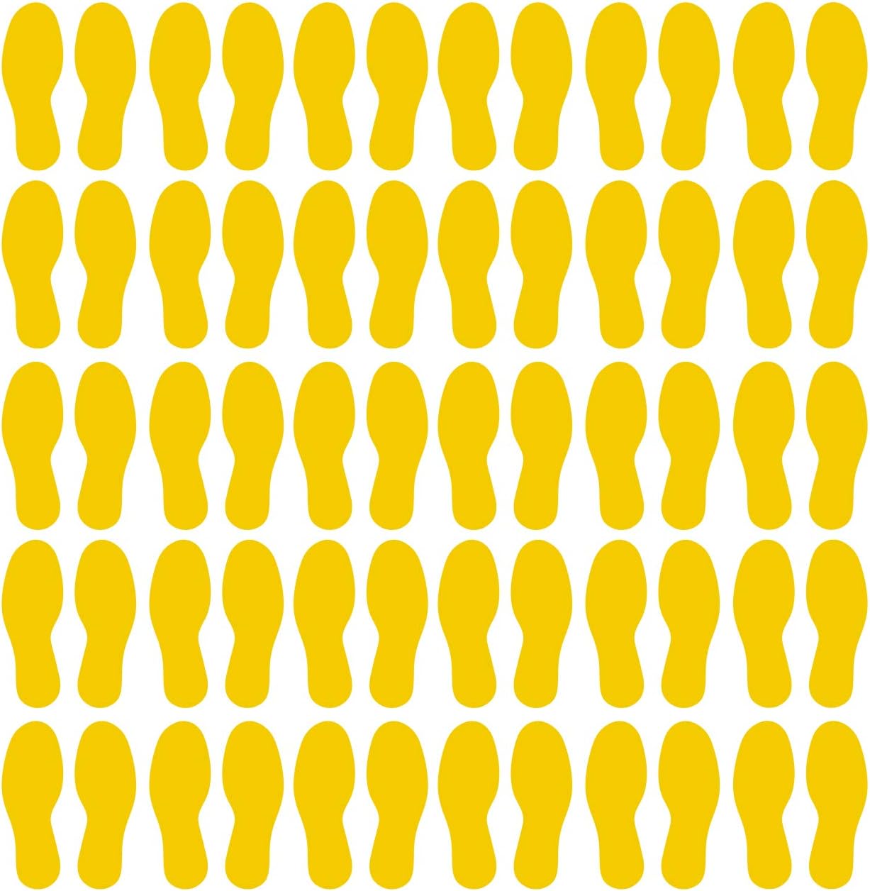 LiteMark Durable Gloss Finish Yellow 9 Inch Medium Size Footprint Decal Vinyl Stickers | Great for Floors, Ceilings, Walls, and Most Smooth Surfaces | Pack of 60 Footprints (30 Pairs)