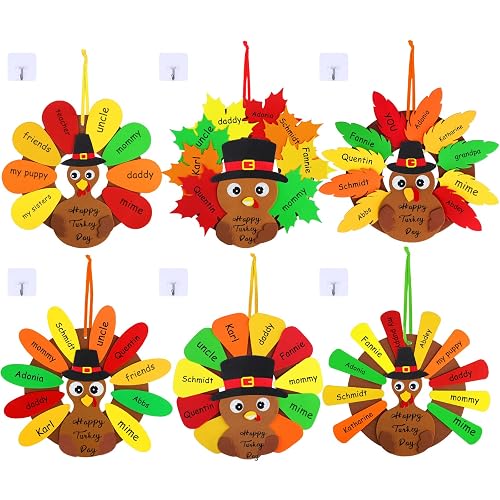 Winlyn 12 Sets Thanksgiving Wreath Signs Decorations Art Sets DIY