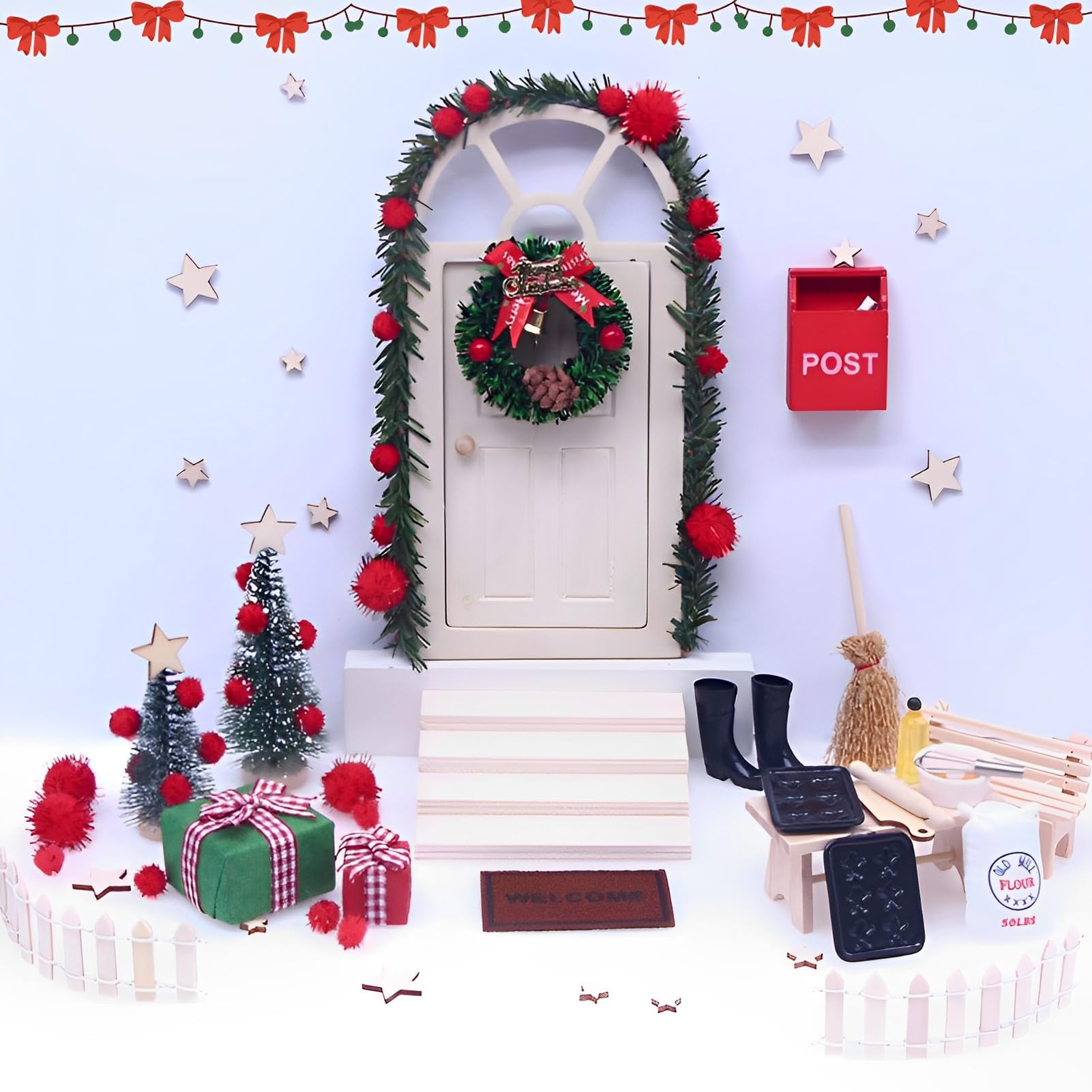 Amazon | クリスマス飾り ミニチュア 妖精ドア 屋外 ドアセット 27点