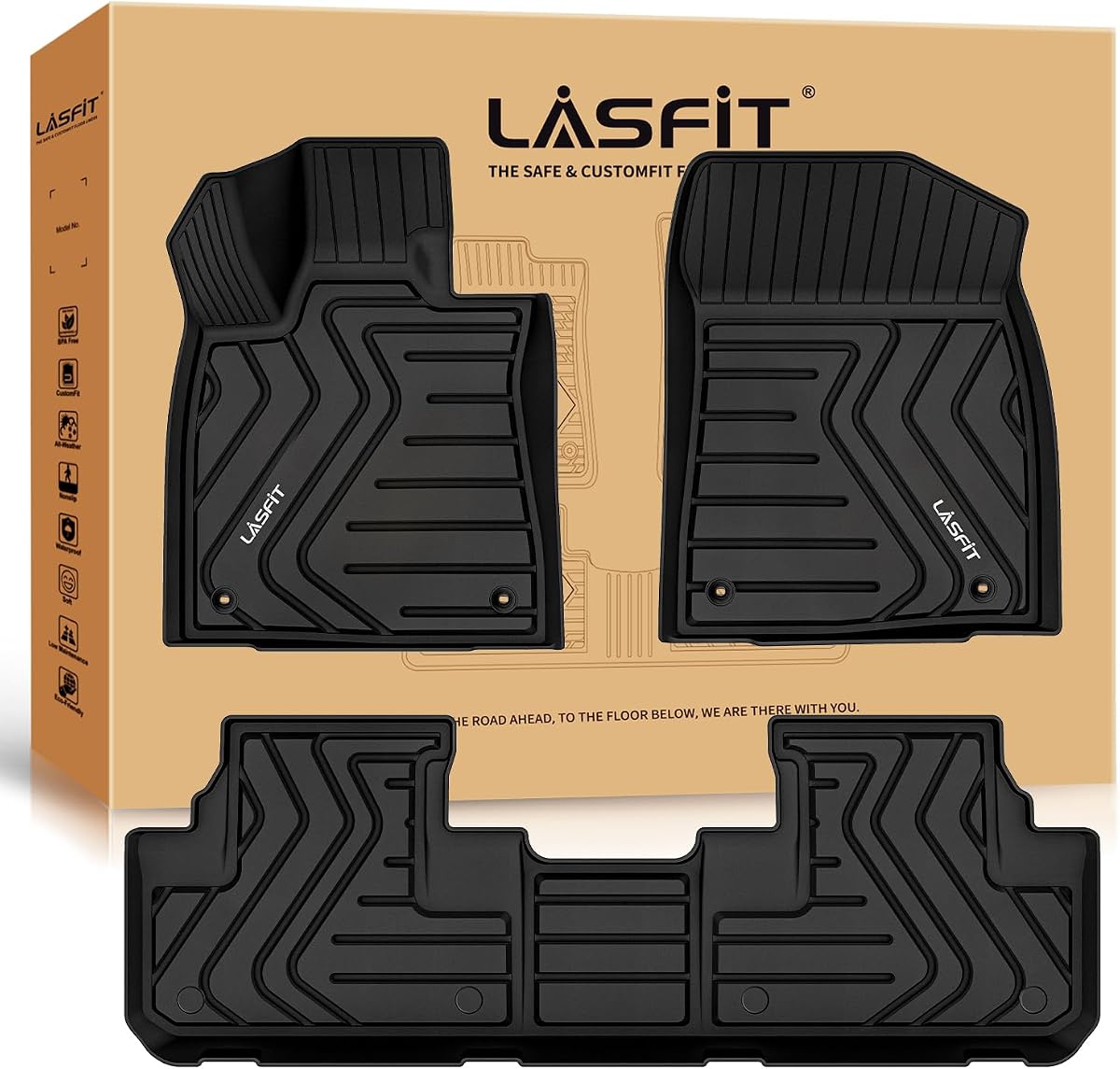 LASFIT Floor Mats for Lexus RX350 RX450h 2016-2022, Black | Not Fit for RX350L&RX450HL, Custom Fit TPE All Weather Floor Liners, Full Coverage Secure-Fit Car Mats, Easy to Wash