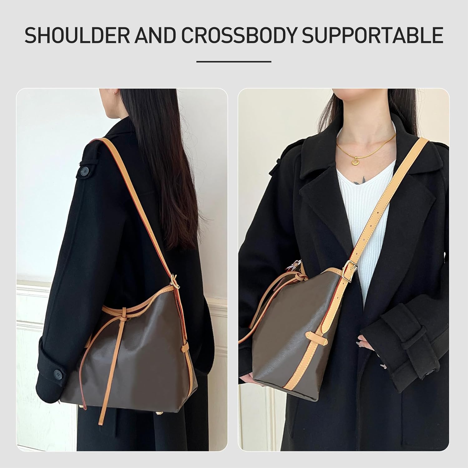 Vachetta Leather Strap Purse Straps Replacement Crossbody Compatible with Carryall Tote Bag,Vegetable Tanned Top Cowhide Leahter Bag Strap,Width0.79'',Length35.4-41.7'',Beeswax