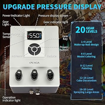 Upgraded 55PSI Ultra-Silent Professional Airbrushing System Kit, Dual-Action Multi-Function Airbrush Set with Compressor for Painting Cake Decoration Makeup Art Craft Nail Design Model Tattoo