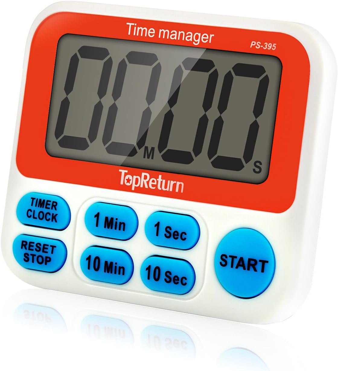 TopReturn Kitchen Timer, Dual Count UP/Down Timer, Led Digital Large Display, Loud Alarm, Magnetic Backing, Stand (1 pack)
