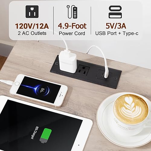 Miniatura 4 de Juego de 2 mesitas de noche LED con estación de carga, mesas auxiliares para sala de estar con cajón de tela para espacios pequeños, mesas