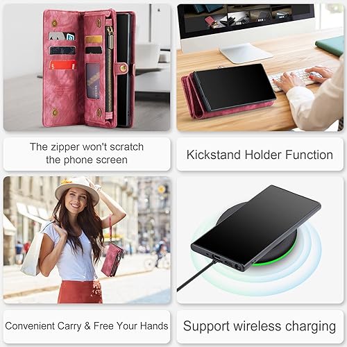 Miniatura 5 de Asuwish Funda para teléfono Samsung Galaxy Note 10 Plus Glaxay Note10+ 5G con cremallera, protector de pantalla de vidrio y tarjetero con tapa para