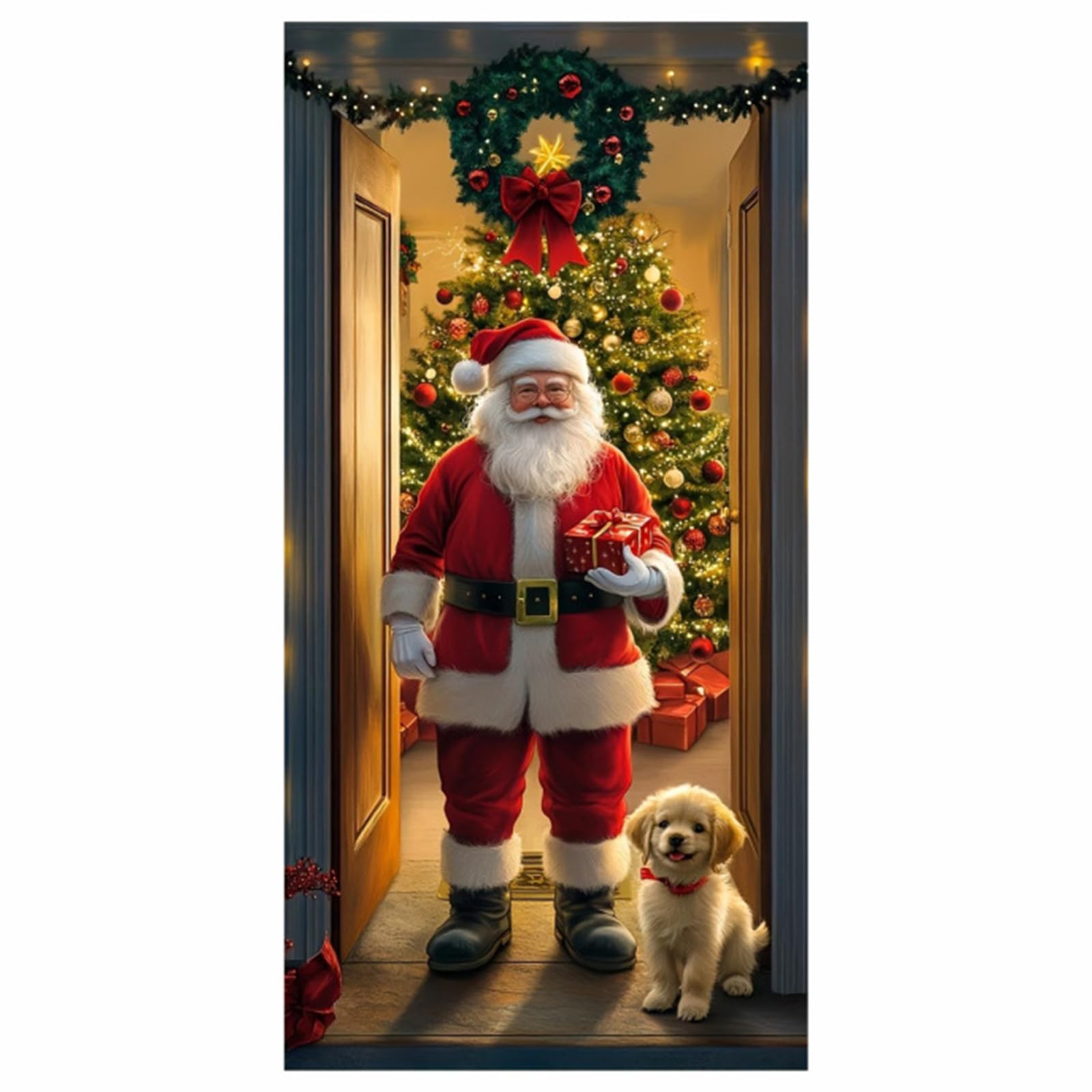 Wedhapy Christmas Decor Christmas Door Cover 70.9x35.4 Reusable Santa Door Cover Large Decorations for Winter Indoor Outside Banner Farmhouse Party