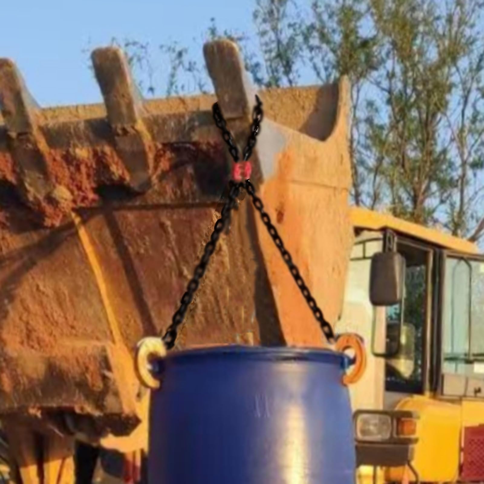 Wałek rolkowy łańcucha， Chwytak do podnoszenia beczek z hakami łańcuchowymi 2/4" wózków widłowych o udźwigu 1-2 ton(2 Chains - Load 1t)