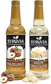 Syruvia Coffee Syrup Variety Pack - Hazelnut & White Chocolate- Gluten-Free, Kosher, 25.4 fl oz Bottles - Enhance Your Coffee Experience with Premium Flavoring Syrups
