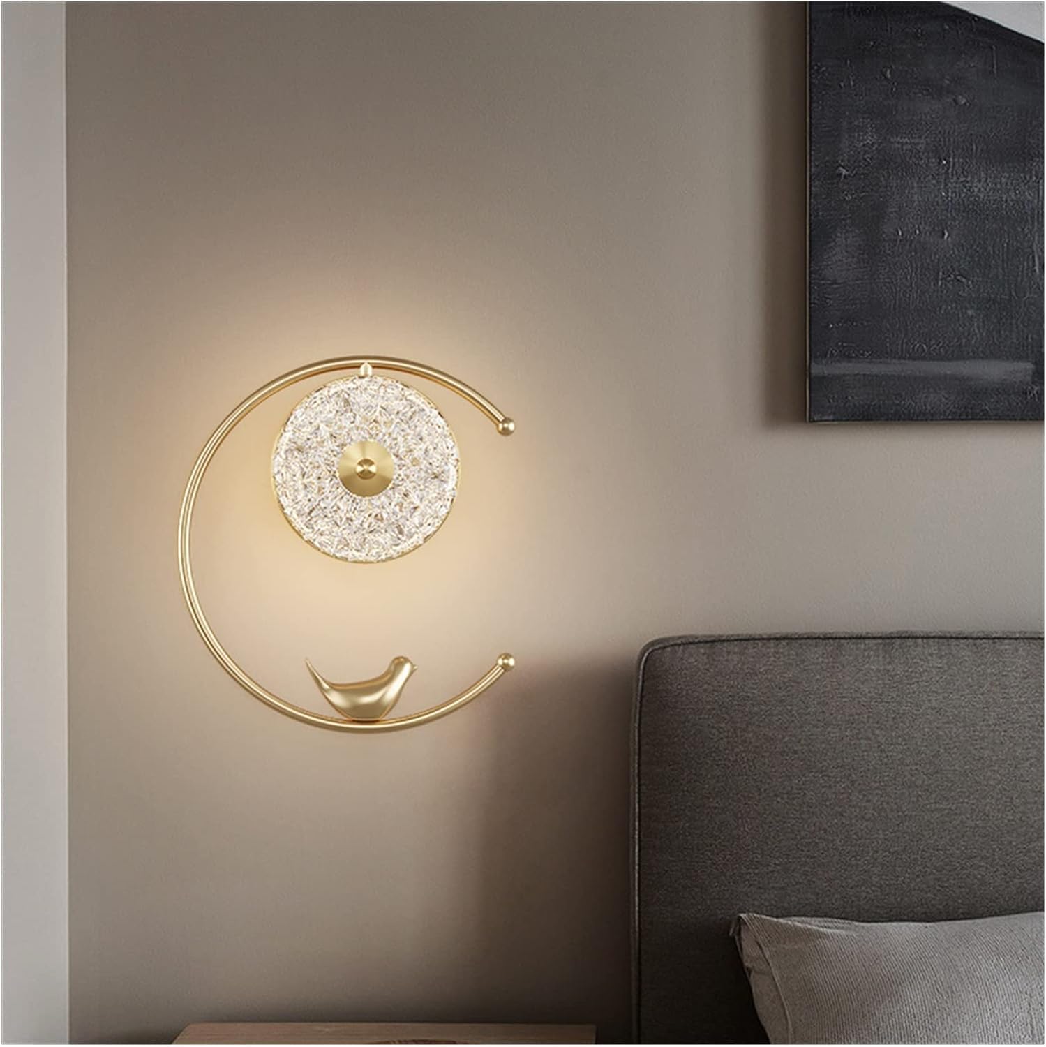 Wall lamp, LED Wall Lamp Compatible with Bedroom Living Room Crystal Luster with Buttfly Or Bird AC85 260V Indoor Lamp Lighting Fixture,Wall Light Fixtures