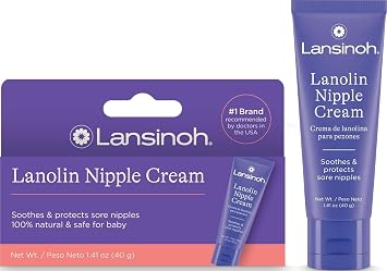 Lansinoh Lanolin Nipple Cream, 1.41 Ounces | Safe for Breastfeeding Baby, 100% Natural Nipple Butter, Breastfeeding Essentials, Postpartum Moms