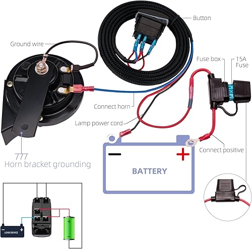Miniatura 6 de Kit de bocina FARBIN para ATV con interruptor basculante, luz LED y arnés, compatible con ATV, UTV, RZR, lado a lado, Dune Buggy, Sportsman, Sand