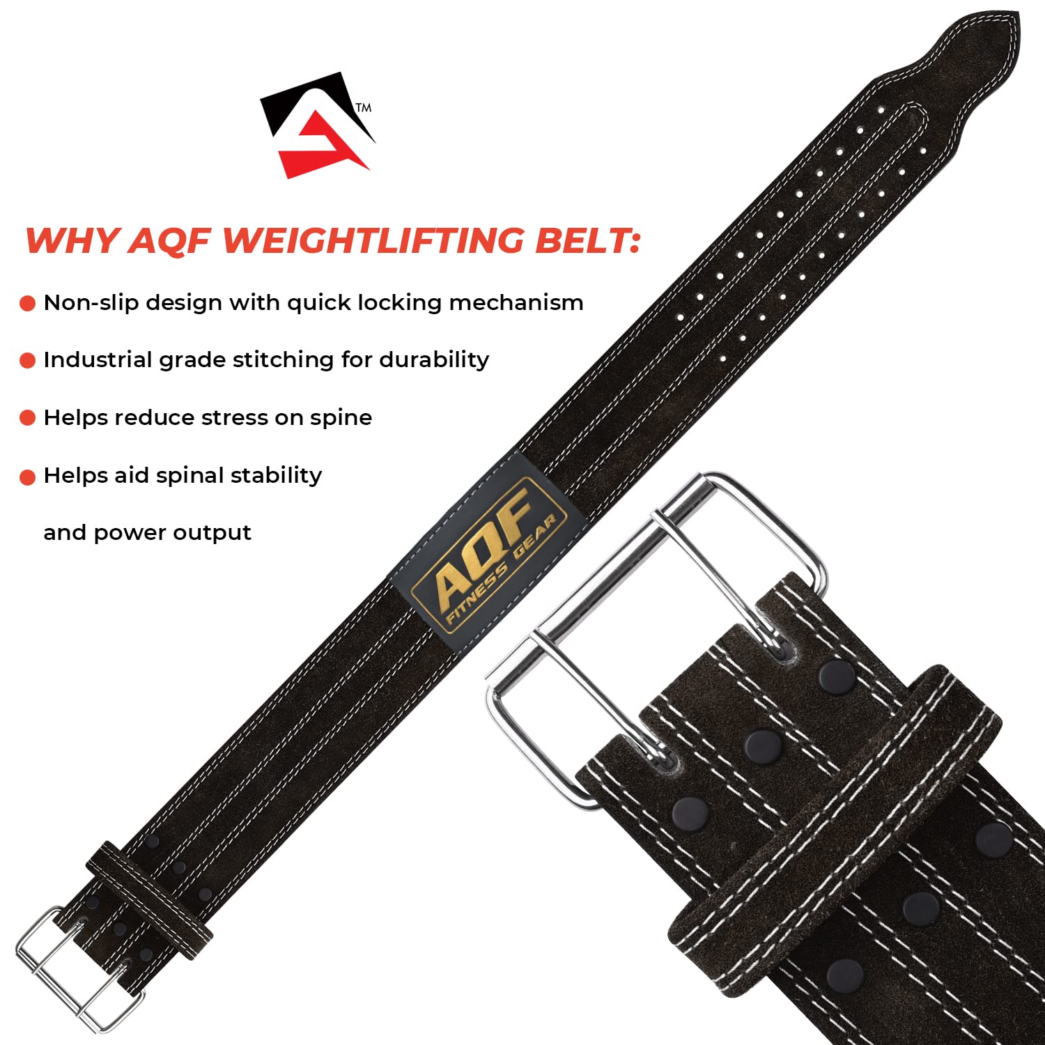 AQF Cintura Palestra, 4" Pelle Cintura Uomo Donna, Cintura Powerlifting, Cintura Sollevamento Pesi, Cintura Bodybuilding 10mm Spessore Acciaio Rullo Fibbia Cintura Lombare Squat