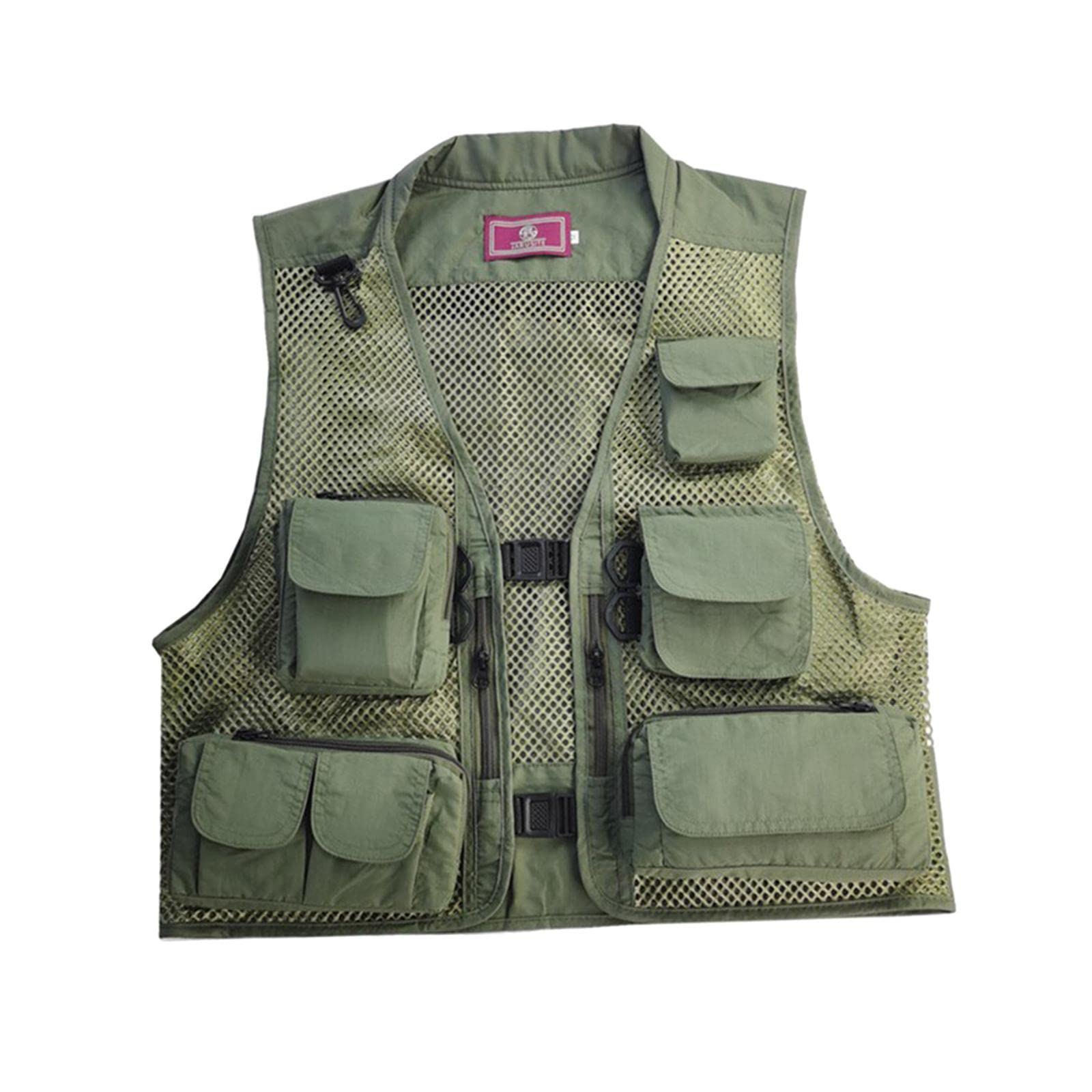 Gilet da Pesca da Uomo Leggero E Traspirante con Poliestere Idrorepellente, Schienale Removibile, Pieghevole, Ampio Spazio per Riporre Oggetti