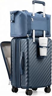 Front Compartment Carry On Set, Midnight Blue, 20" + Tote