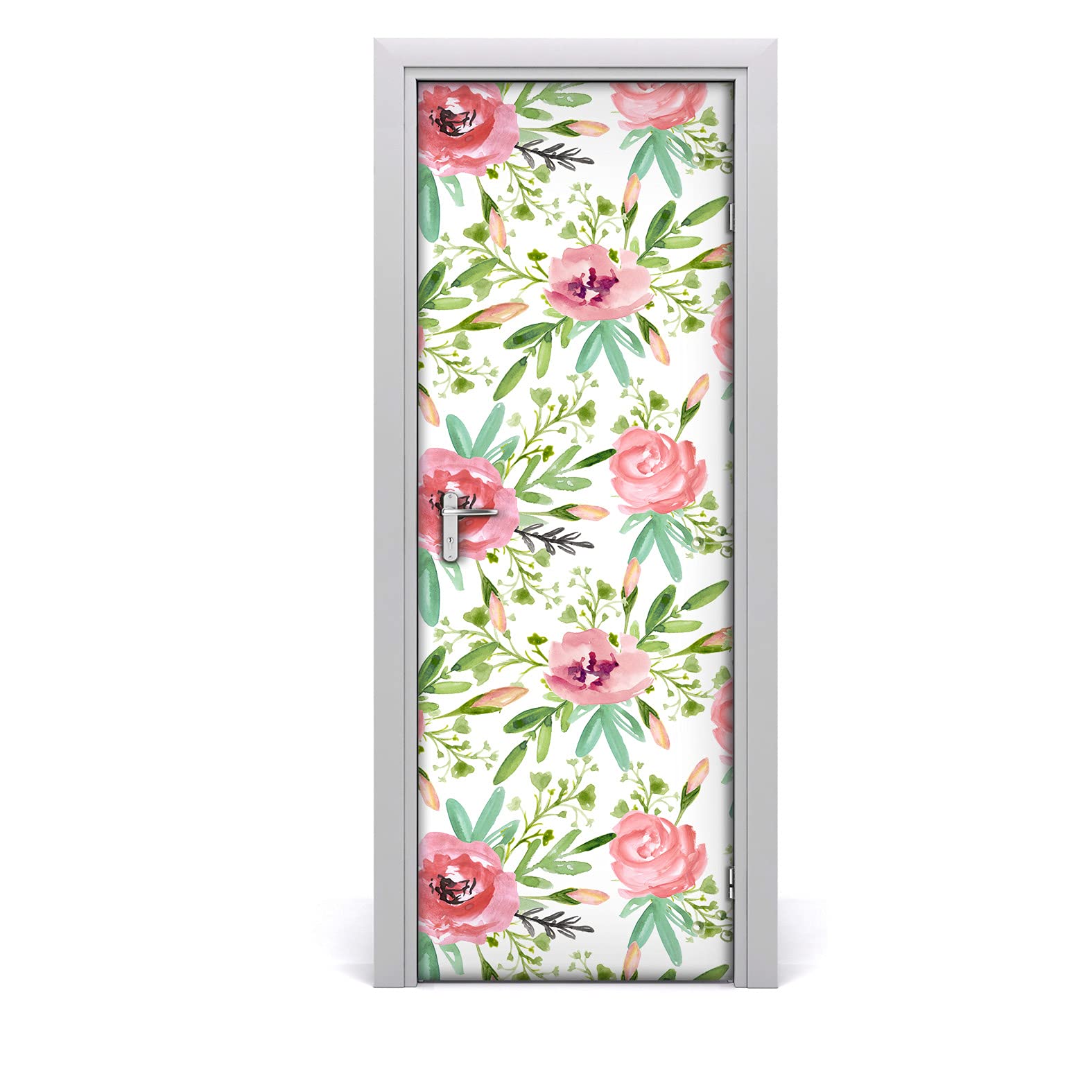Vinilo para puerta para cubrir imperfecciones flores acuarela adhesivo 77x200 cm
