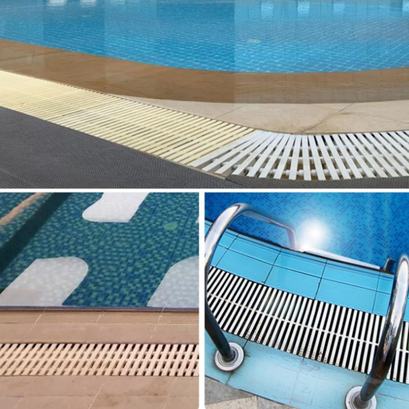 Griglie di drenaggio resistenti per piscine - 10 pezzi, griglia di drenaggio beige, filtro per canale di scarico doccia pieghevole da 25 cm per uso esterno e a bordo piscina, coperture di scarico