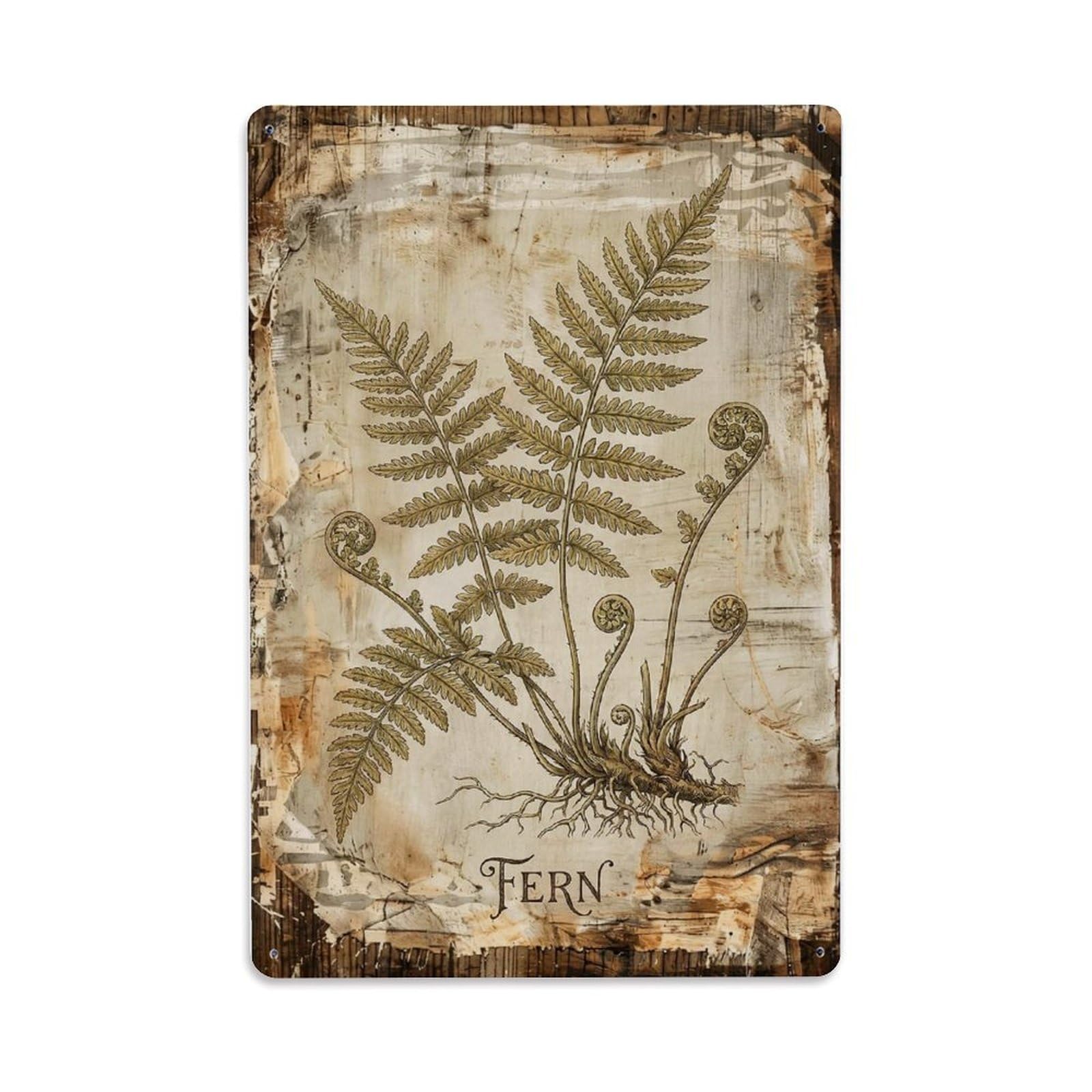 Fqnyr Style Fern Wild Forest Metal Tin Sign Plaque Wall Decor For Cafe, Club Bar, Office, Home Garden Metal Poster 8X12inch
