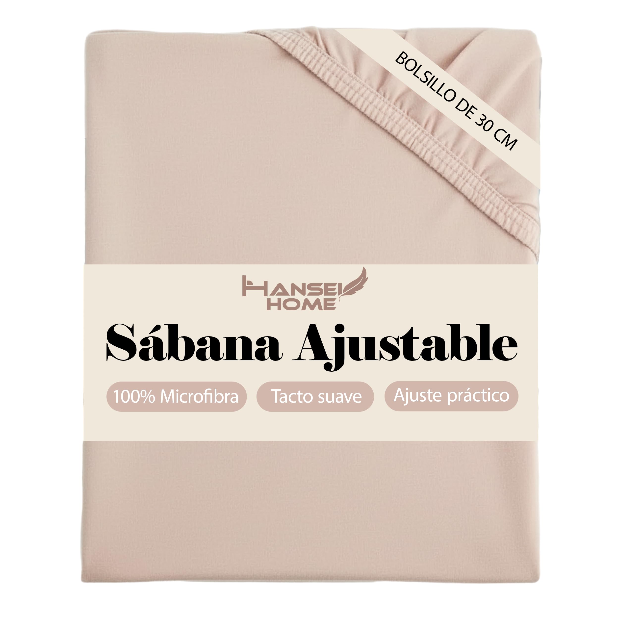 H HANSEL HOME Sábana Bajera Ajustable, Microfibra Transpirable y Suave, Altura 30 cm, Elástico 360° - Sábana Bajera 180x190/200cm – Blanco — view 8