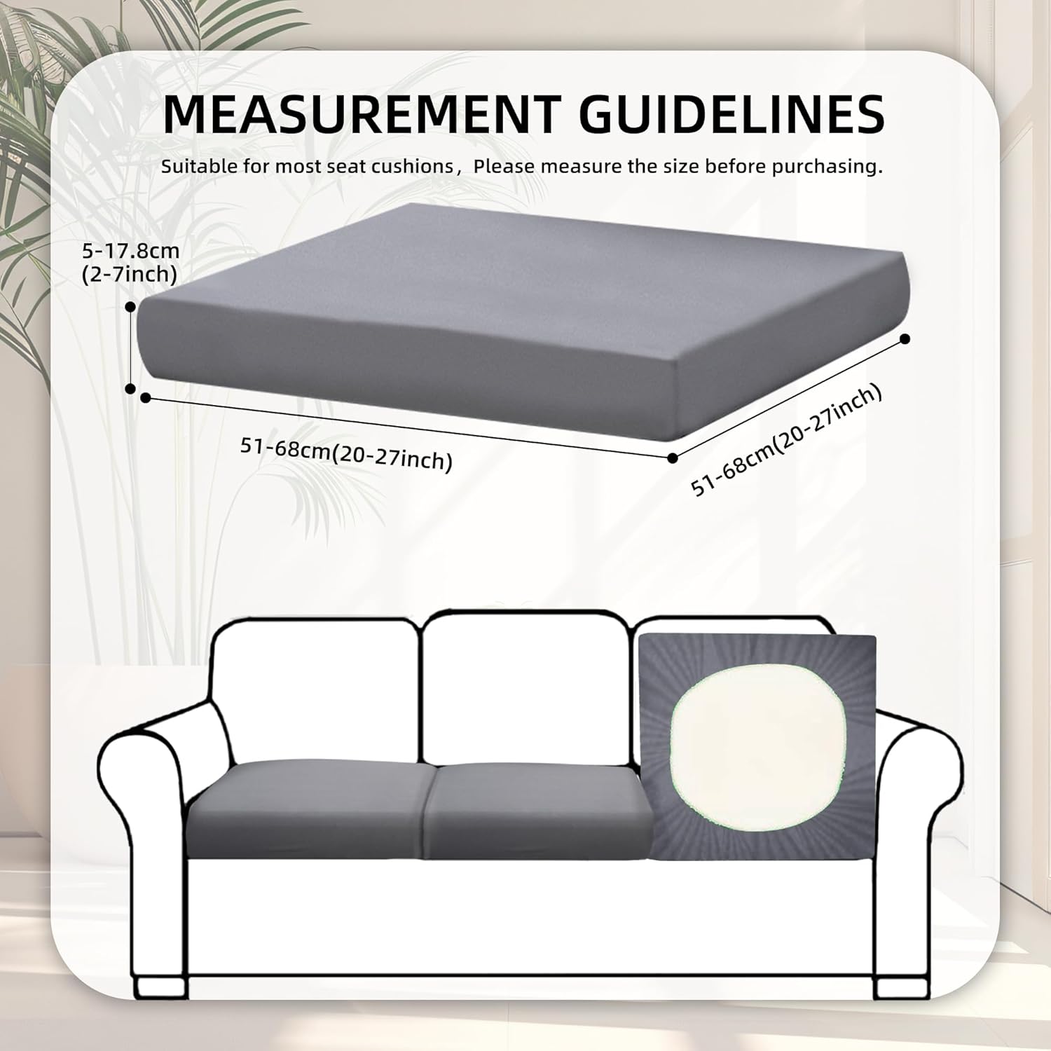 BIETYONE 8Pcs Stretch Patio Cushion Covers,Outdoor Couch Covers Replacement,Outdoor Couch & Sofa Slipcovers,for Patio Furniture Cushion Covers,Washable Reusable Furniture Protector (Gray, Cover Only) thumbnail