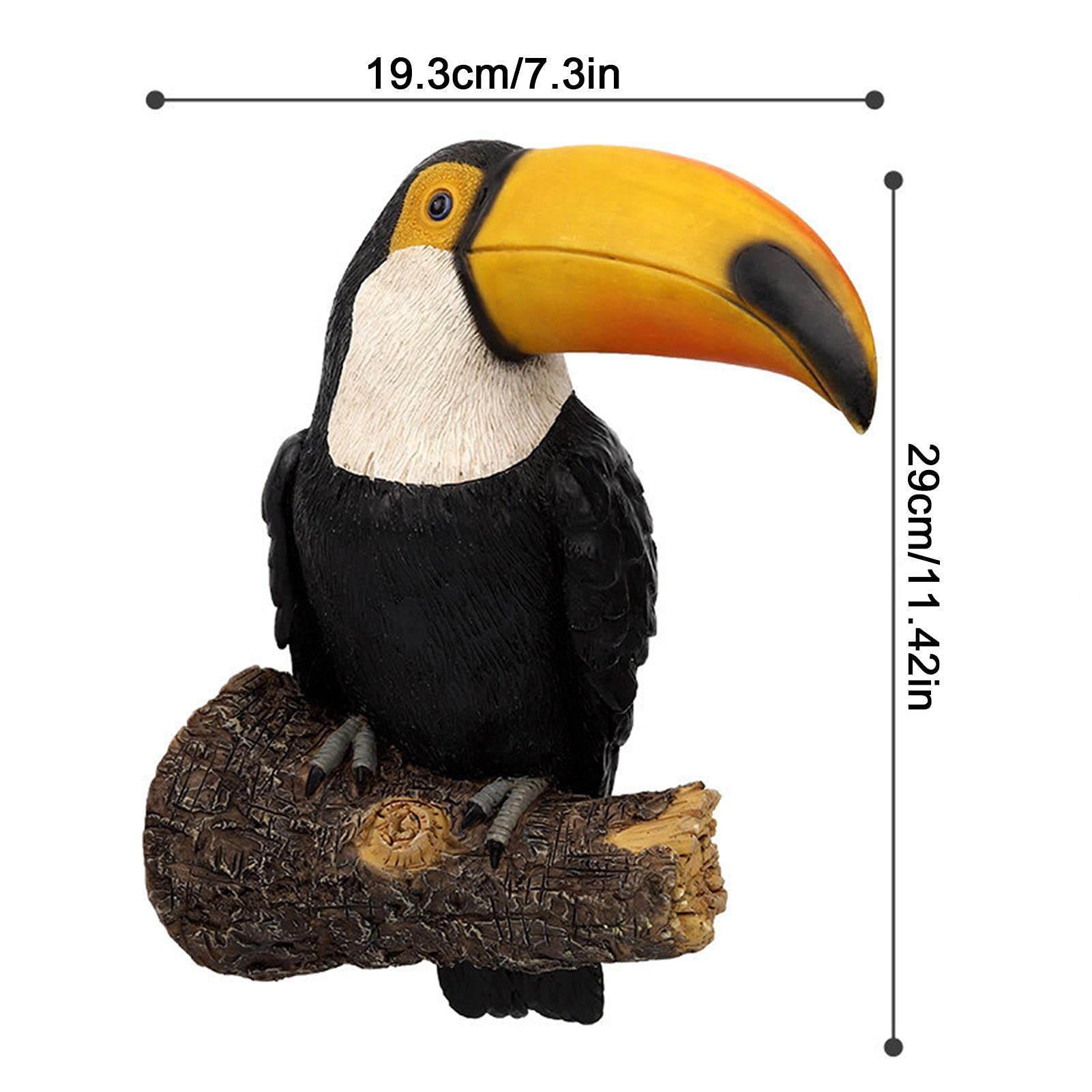 Ecoticfate Gartendeko Figuren Modern Wetterfest Tiere Für Außen Gartenfigur Gelber Tukan Dekoration Aus Harz Ornament 19.3x11x29cm Für Den Garten Getopfte Home Decor