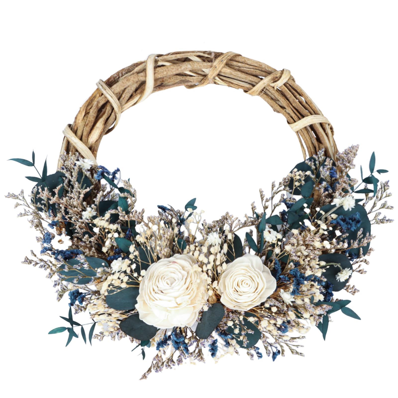 Amazon.com: 18Inch Blue Dried Flowers Natural Wreath, Door Wreaths 