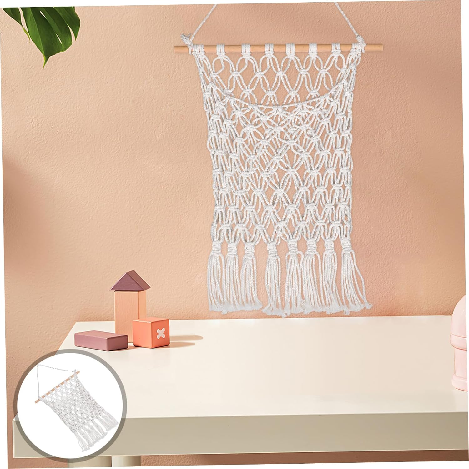 ABOOFAN Woven Cotton Rope Wall Storage Net Bag for Room Creative Organizer and Nursery Shelf Holder Space Saving Design for Books and Stuffed Animals and Versatile Decor