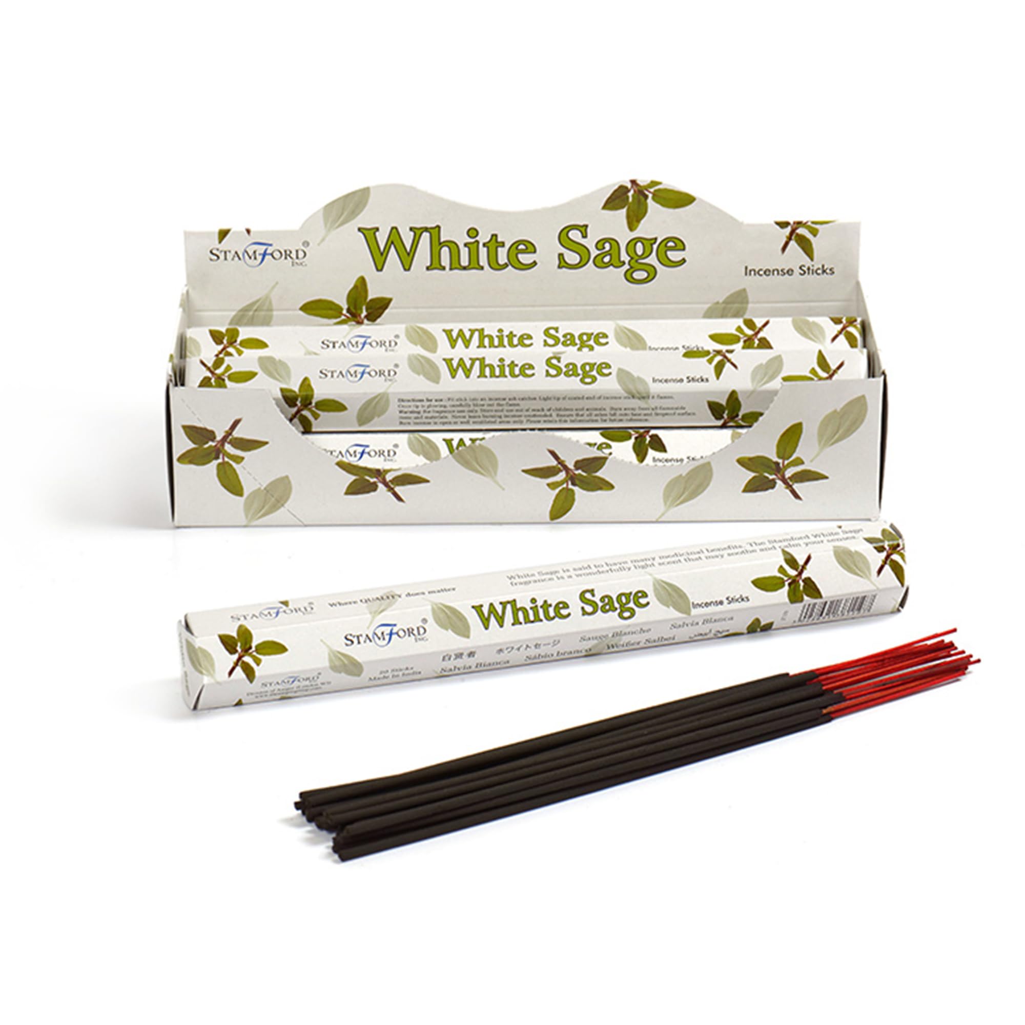 Stamford Premium Incense Sticks 20 Sticks x 6 Packs, Scented Sticks for Meditation & Relaxation, Lavender, Sandalwood, Vanilla, Long-Lasting Fragrance (White Sage)