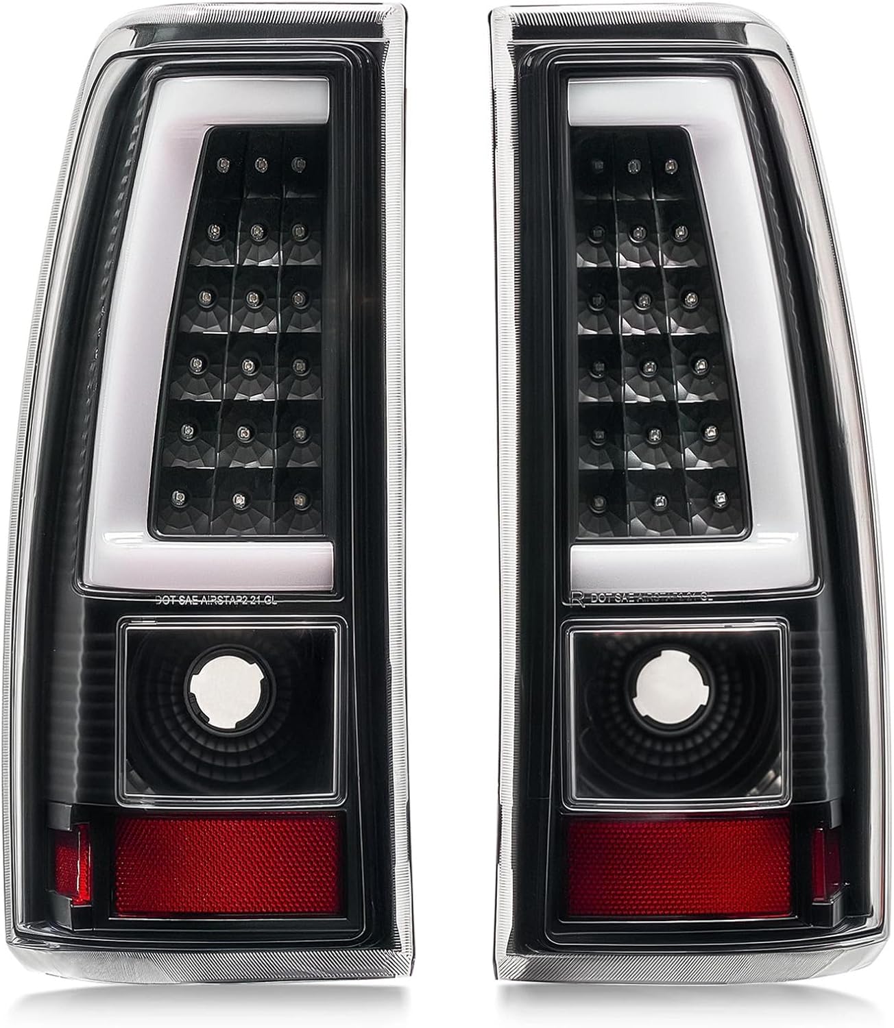LED Tail Lights Assembly, For 2003-2006 Chevy Silverado 1500 2500 3500 Taillights Rear Brake Lamps, Driver And Right Passenger Side, Black Red Clear Lens