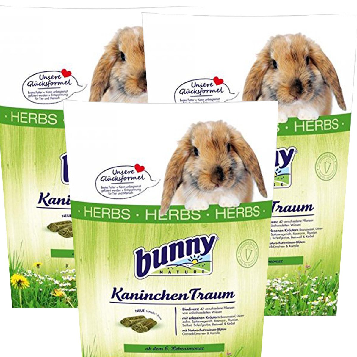3 x 4 kg = 12 kg Bunny Kaninchen Traum Kräuter / herbs für Zwergkaninchen