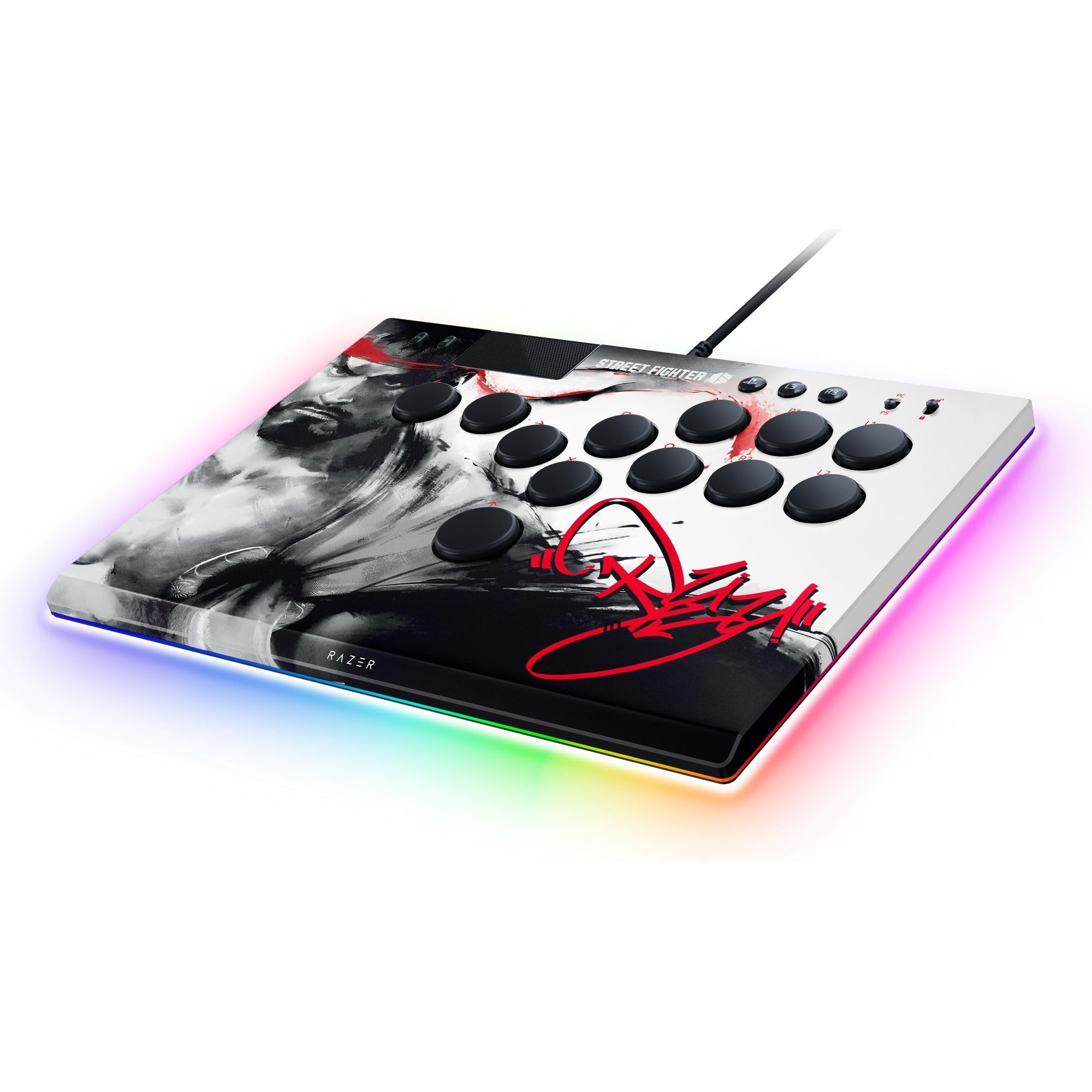 Razer Kitsune Ryu Edition - Mando óptico de estilo arcade para PS5 y PC - Disposición con 4 botones direccionales de precisión - Interruptores ópticos lineales planos | Ryu Ed.