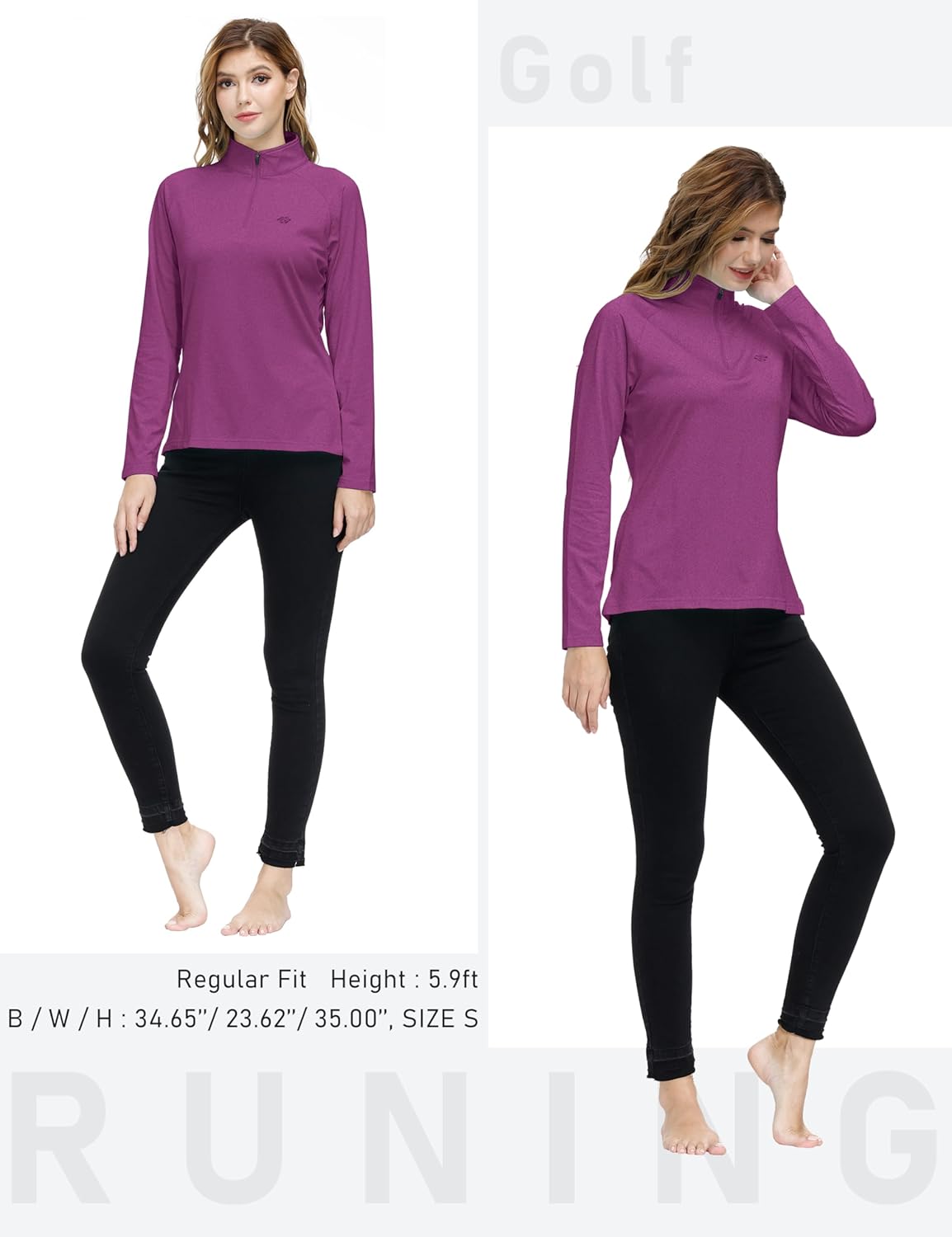 AIRIKE Long Sleeve Golf Polo Shirts for Women Stand Up Collar Thermal Fleece Womens Tank Top - Image 6