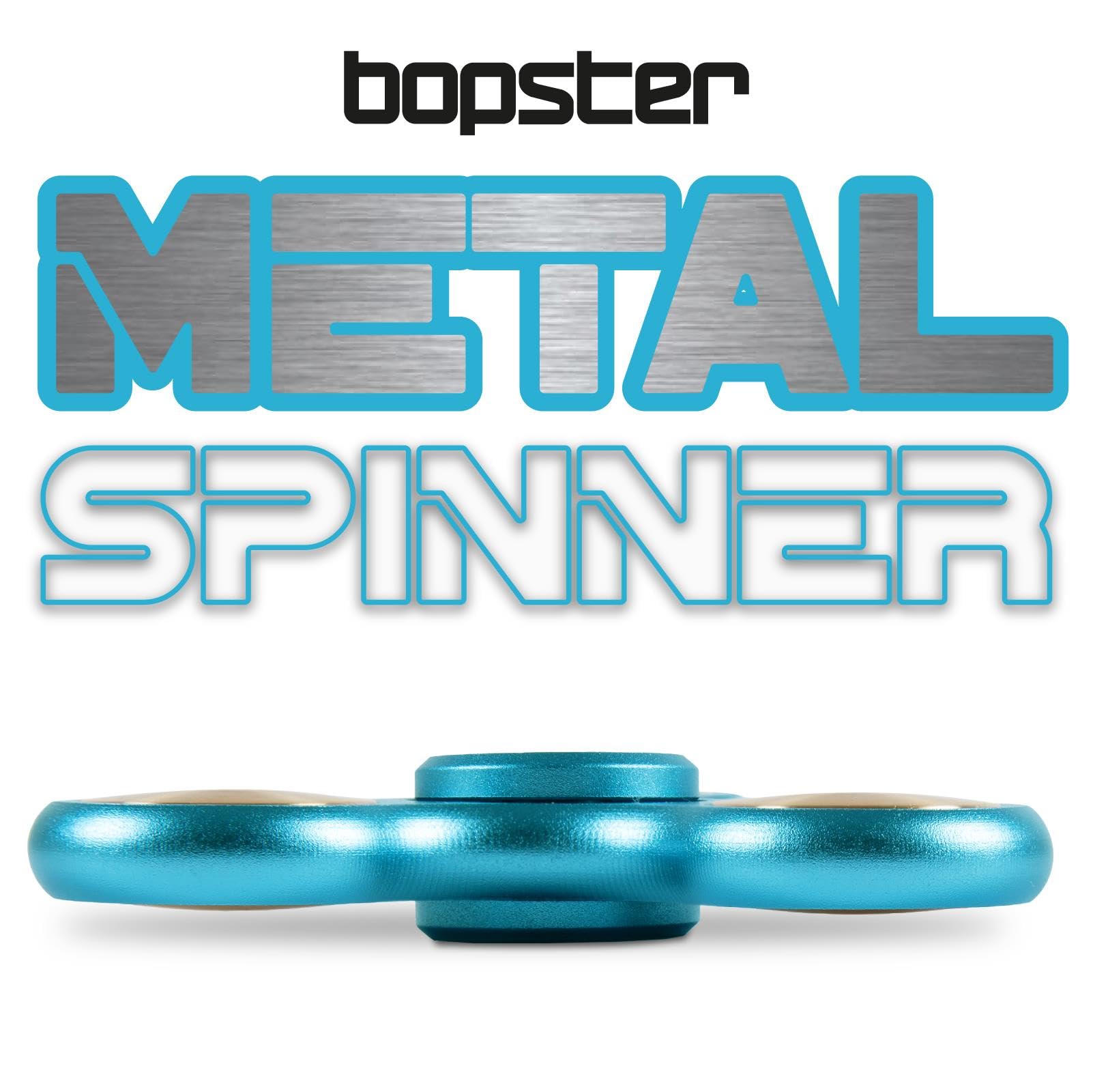Bopster Metalowy Spinner | Poręczny Tri-Fidget-Spinner dla dzieci i dorosłych | 4+ minuty czasu obrotu, 73 g | Gładka zabawka biurkowa do radzenia sobie ze stresem i koncentracji | Niebieski