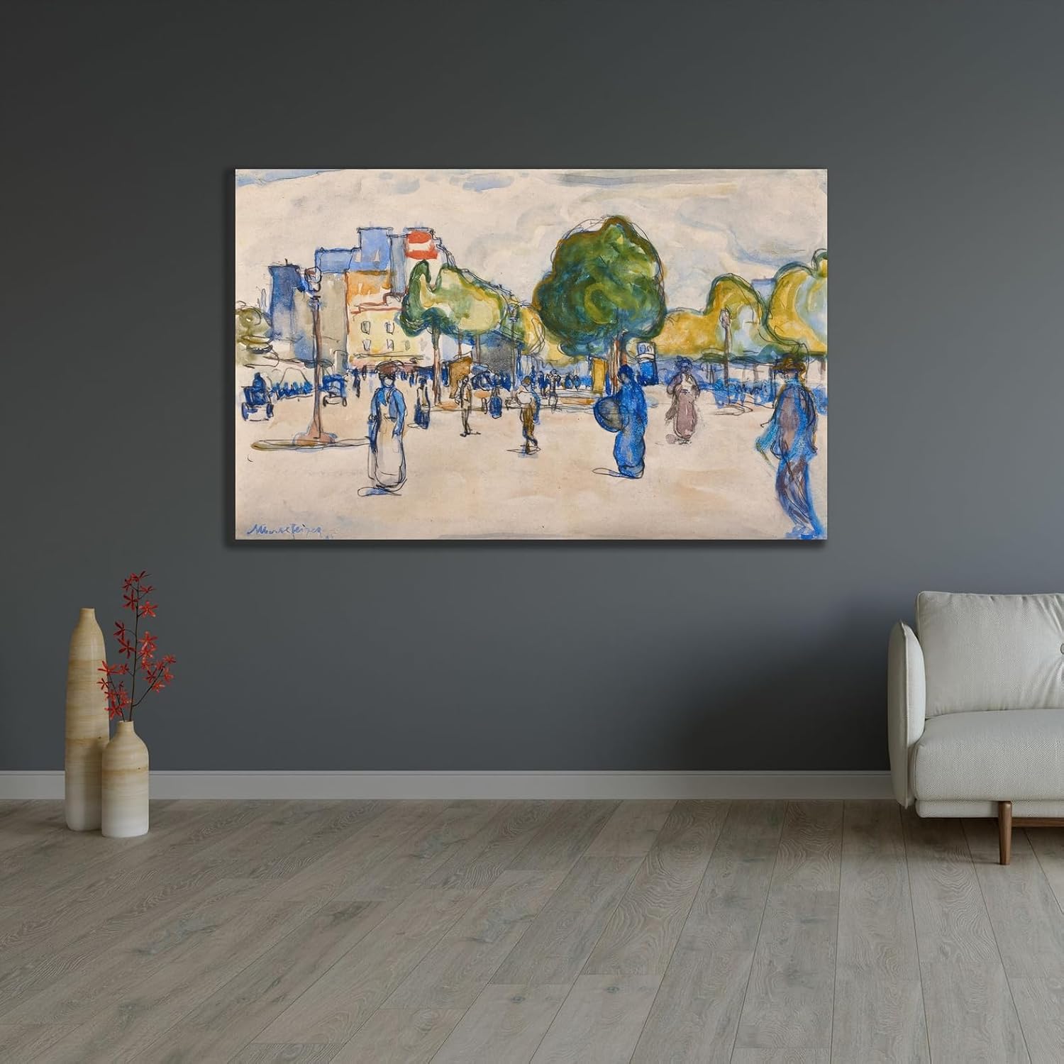 ArtDirect Place animée à Bagnères-de-Bigorre (1908) Custom Framed Art Print Giclee Print or Canvas Options with Various Sizes and Customization by Albert Gleizes