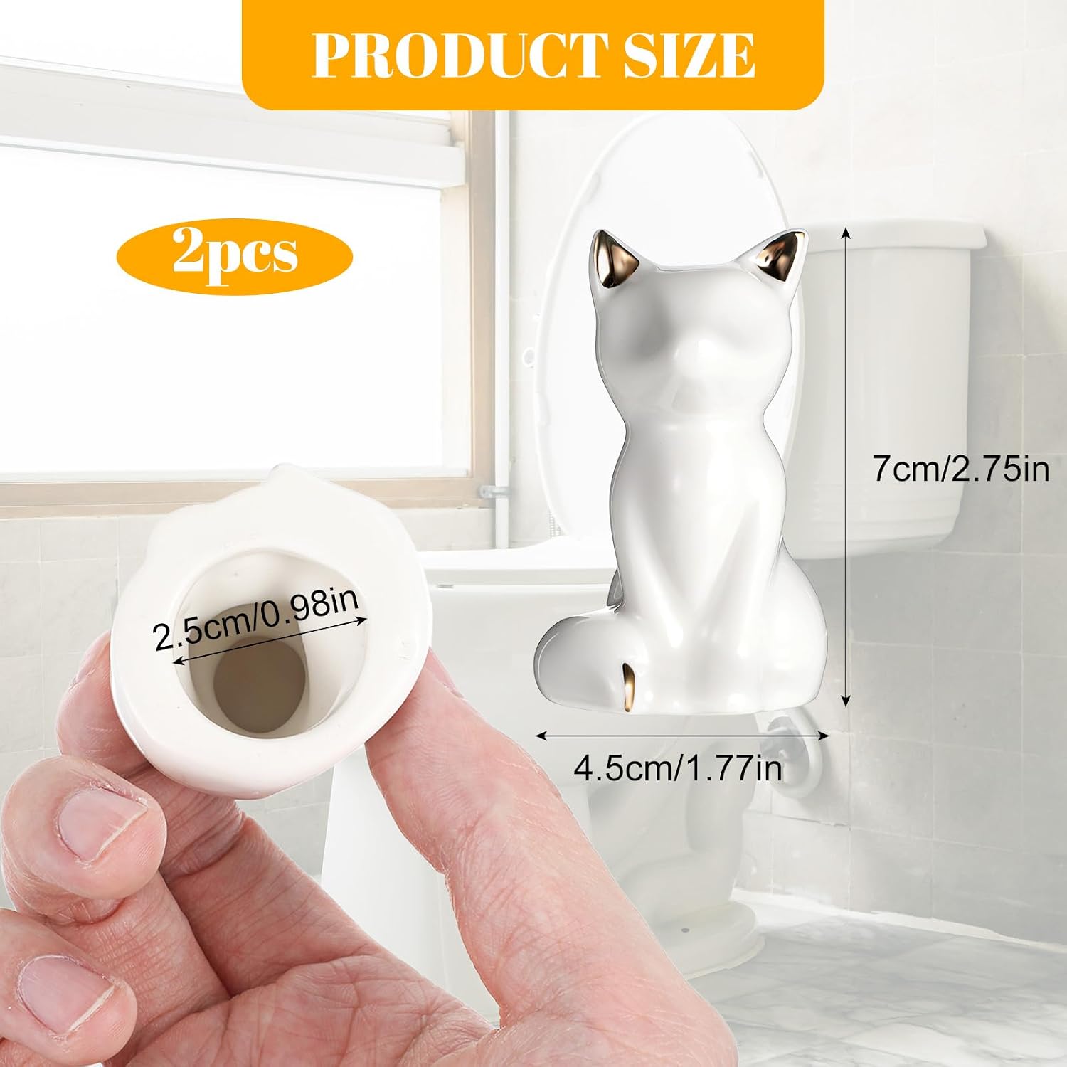 2pcs Cat Shape Toilet Screw Cover Caps White Toilet Bolt Caps Ceramic Toilet Bolt Covers Toilet Sea Turtle Replacement Parts Decorative Bathroom Accessory image 4