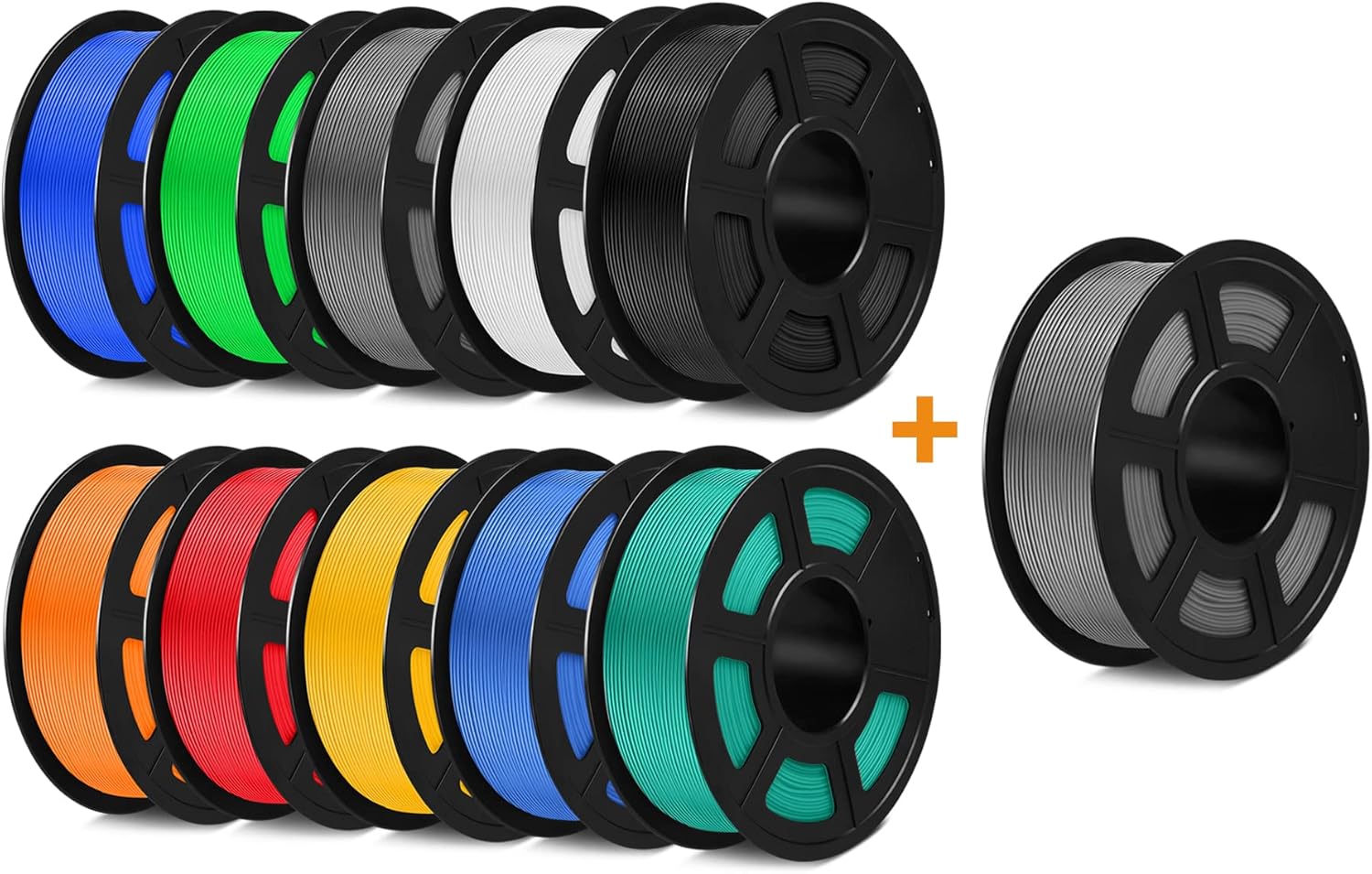 SUNLU PLA+ Filament 1.75mm 10KG PLA Plus 3D Printing Filament for 3D Printer & 3D Pens Tolerance Accuracy +/- 0.02 mm, 11x1KG (10 Colors)