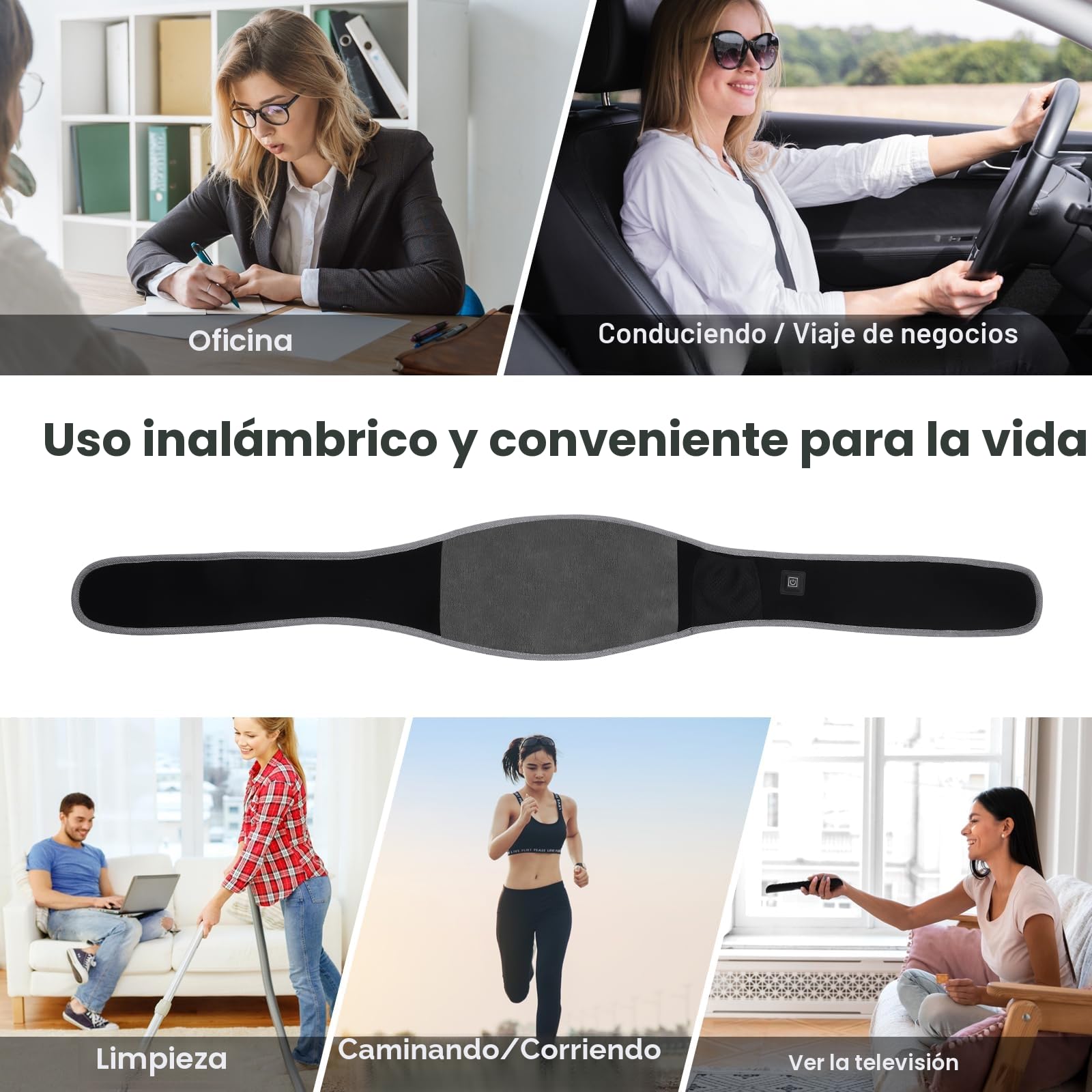 Manta Electrica Lumbar, Almohadilla Eléctrica con Batería de 5000mAh & 3 Niveles de Temperatura, Esterilla Eérmica Electrica con Apagado Automático para Espalda, Cuello, Hombros y Vientre