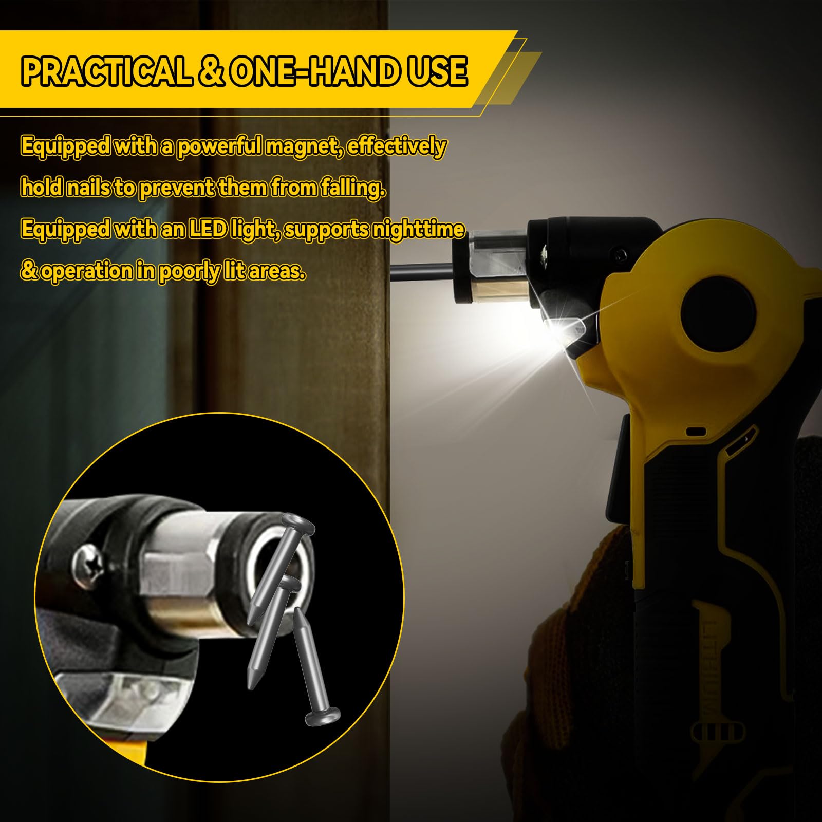 Marteau automatique Dewalt 20 V, marteau à clou électrique avec tête réglable, pince magnétique pour bois et métaux mous