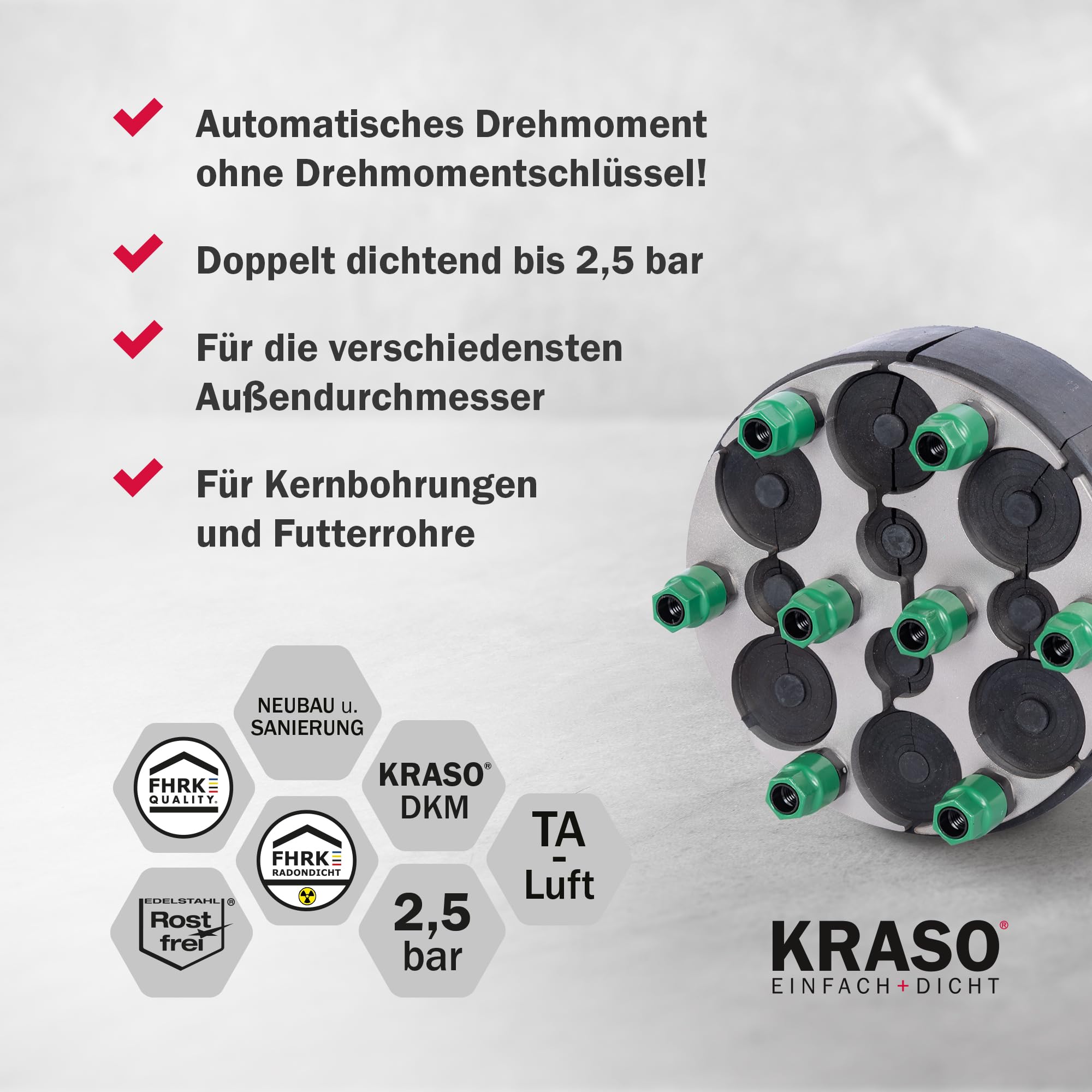 KRASO Inserto de densidad universal múltiple – dividido – paso para cables y tubos, doble sellado, resistente al agua hasta 2,5 bar (200-3 x 6-28 mm o ciego 4 x 6-52 mm o ciego)