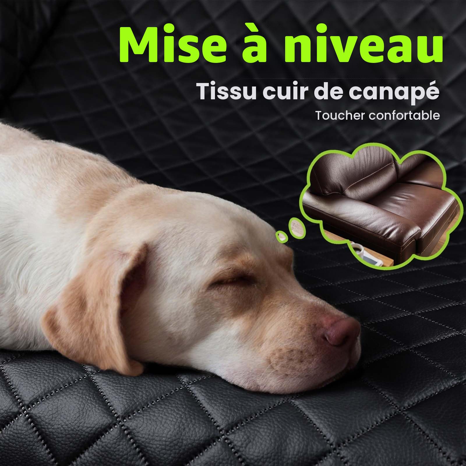 Pecute Housse Voiture Chien avec Rallonge de Siège 133 * 62 cm, Protection Siege Voiture en Tissu Facile à Nettoyer, Rangement Facile, Barrière,Imperméable Anti-Rayures, pour Moins de 150 kg