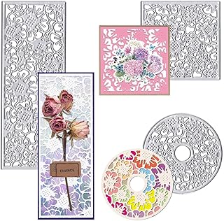 Flowers Rectangular Frame Die Cuts for Card Making, Square Circle Background Cutting Dies Geometric Floral Dies Stencils Embossing Template for Scrapbooking DIY Cards Album Crafts Supplies - Buy now