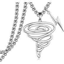 Tornado Necklace for Men, Sterling Silver Tornado Pendant with Lightning Accents, Storm Chaser Jewelry Gift