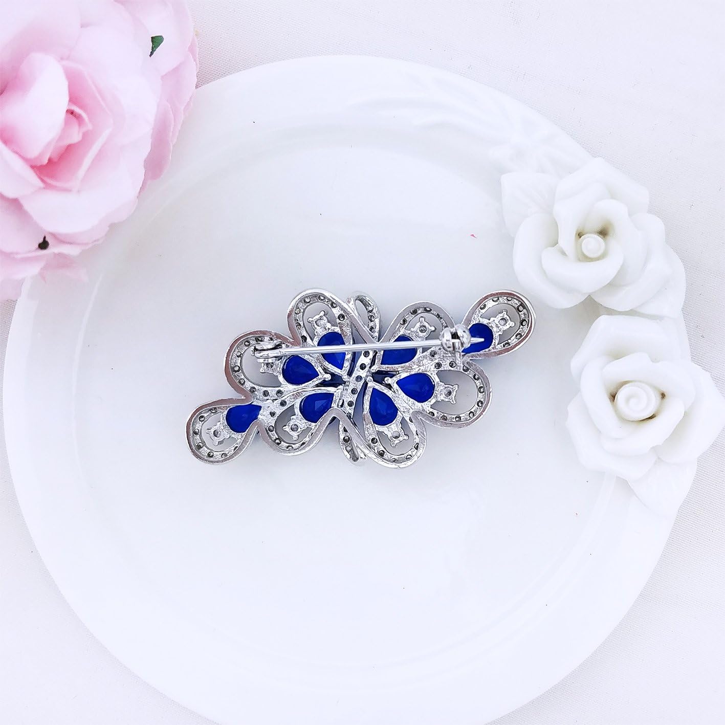 YOQUCOL Cubic Zirconia Crystal Rhinestone Wedding Brooch Pin for Women Brides Jewelry - Image 3