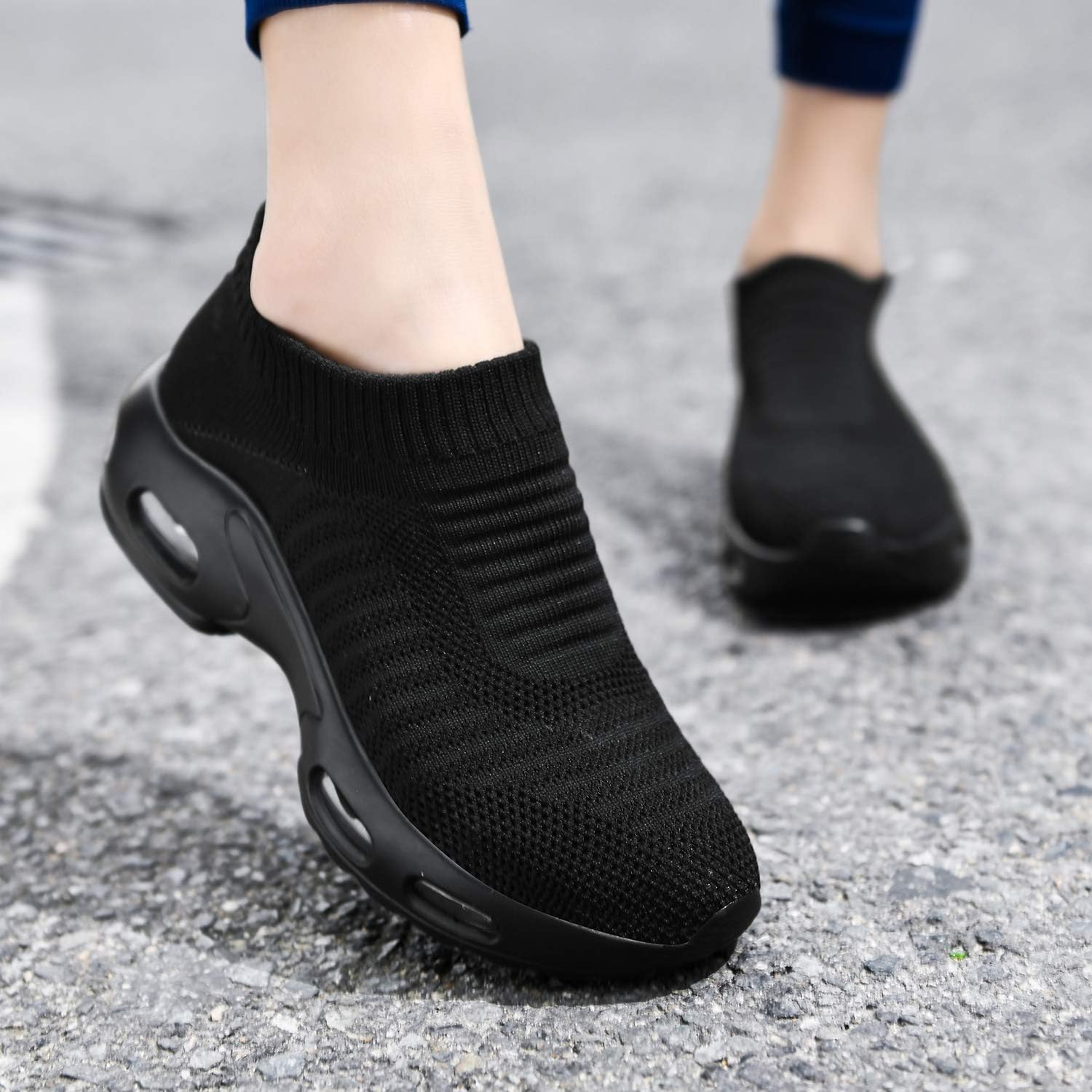 DimaiGlobal Women's Walking Shoes Sock Sneakers Slip On Comfort Mesh Fashion Cushion Lady Girls Modern Jazz Dance Easy Shoes Wedge Platform Loafers - Image 3