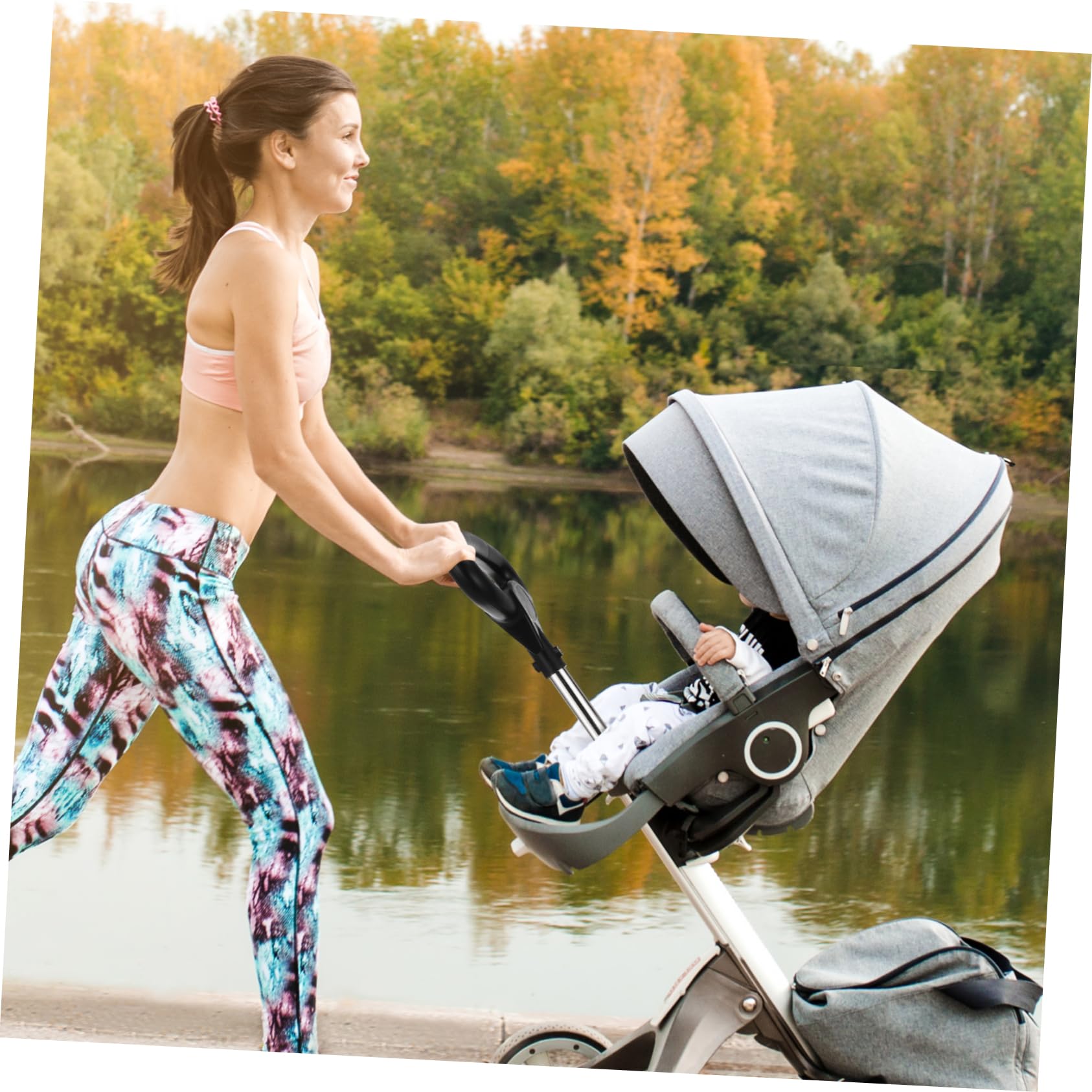 GALPADA Manija Ergonómica para Silla de Paseo Ñiño Diseño Cómodo y Diámetro de Montaje 25mm, Accesorio Resistente de Acero Inoxidable y Plástico para Padres