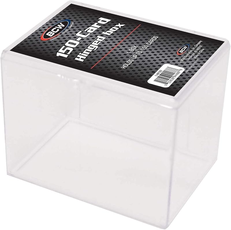 BCW Hinged Trading Card Box – 150 Count | Plastic Trading Card Storage Box with Snap Lock | TCG Card Case for Pokémon, MTG, Yugioh | Clear Plastic Card Organizer
