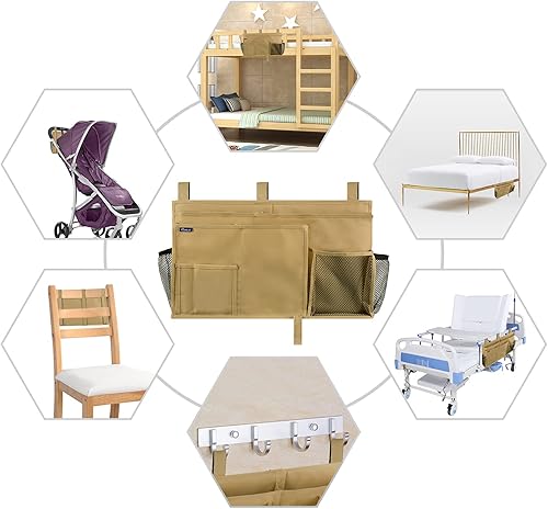 Miniatura 74 de Surblue - Organizador de cama colgante para mesita de noche, bolsa de almacenamiento, bolsillo para literas y camas de hospital, dormitorios Z-Zebra