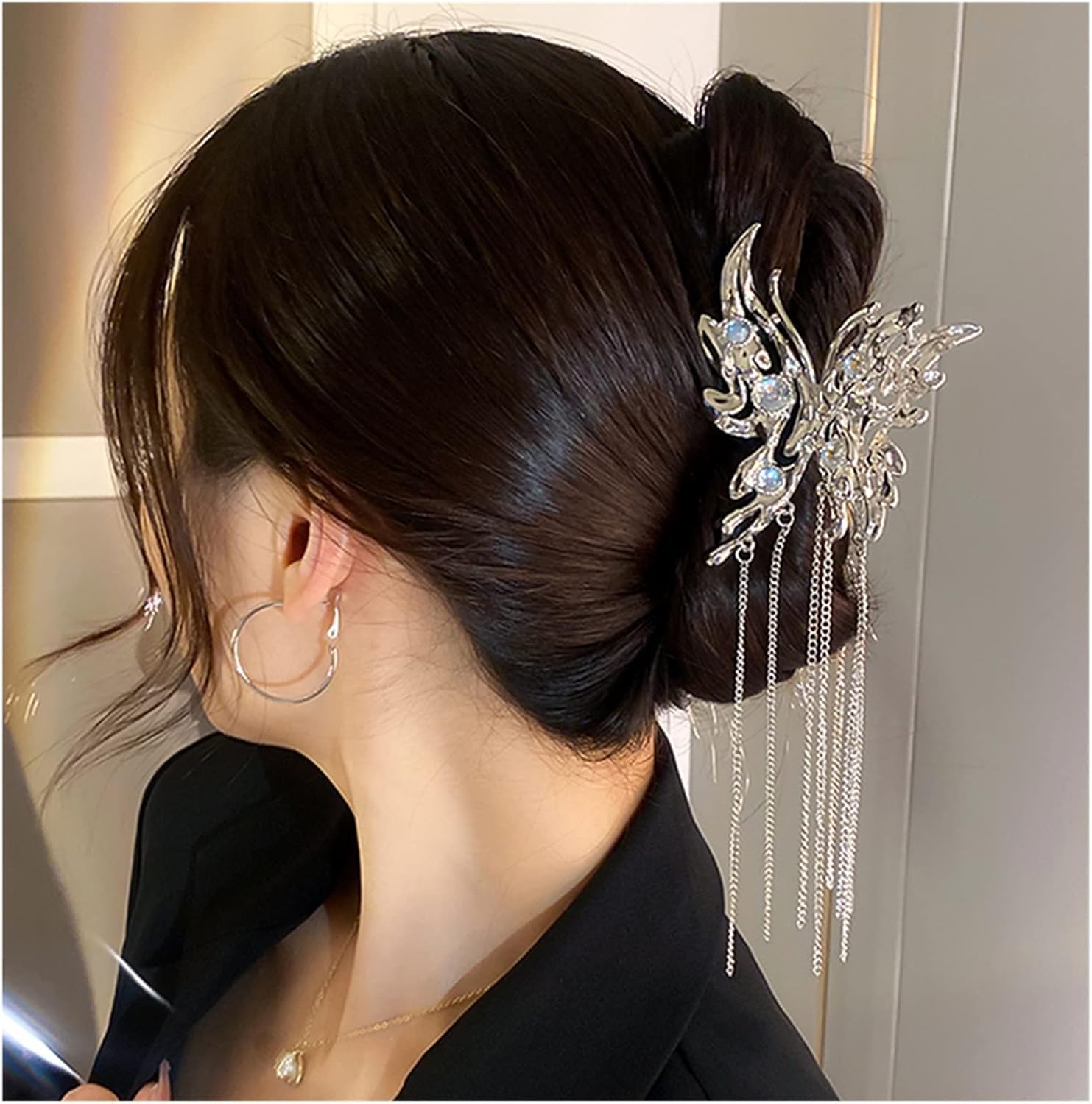 タッセル メタル グリップ クリップ、ヘッドドレス ヘア クリップ、女性用バック スプーン、カーリー ヘア シャーク クリップ