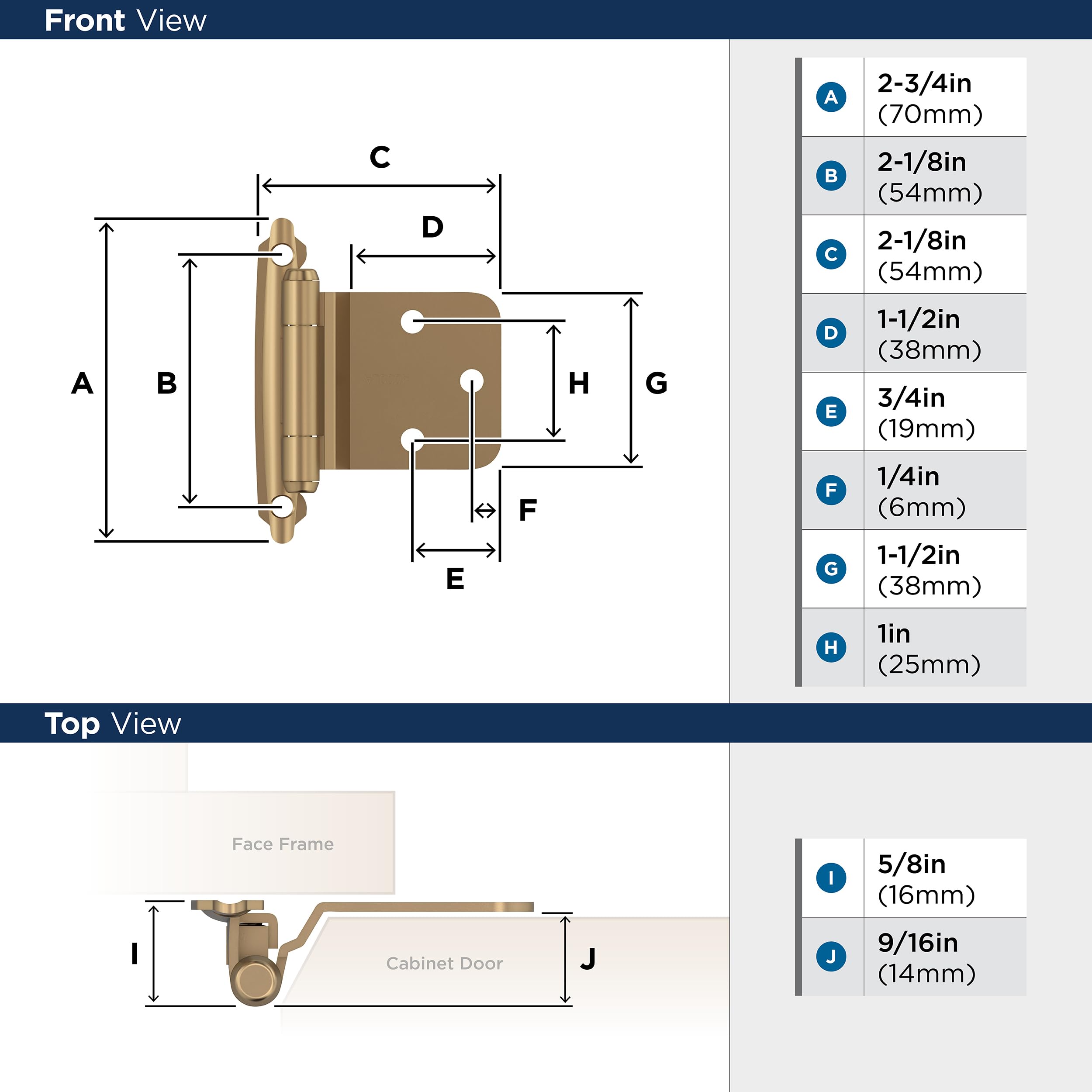 Amerock BPR7630CZ Hinge, Champagne Bronze, Reverse Bevel - Image 4
